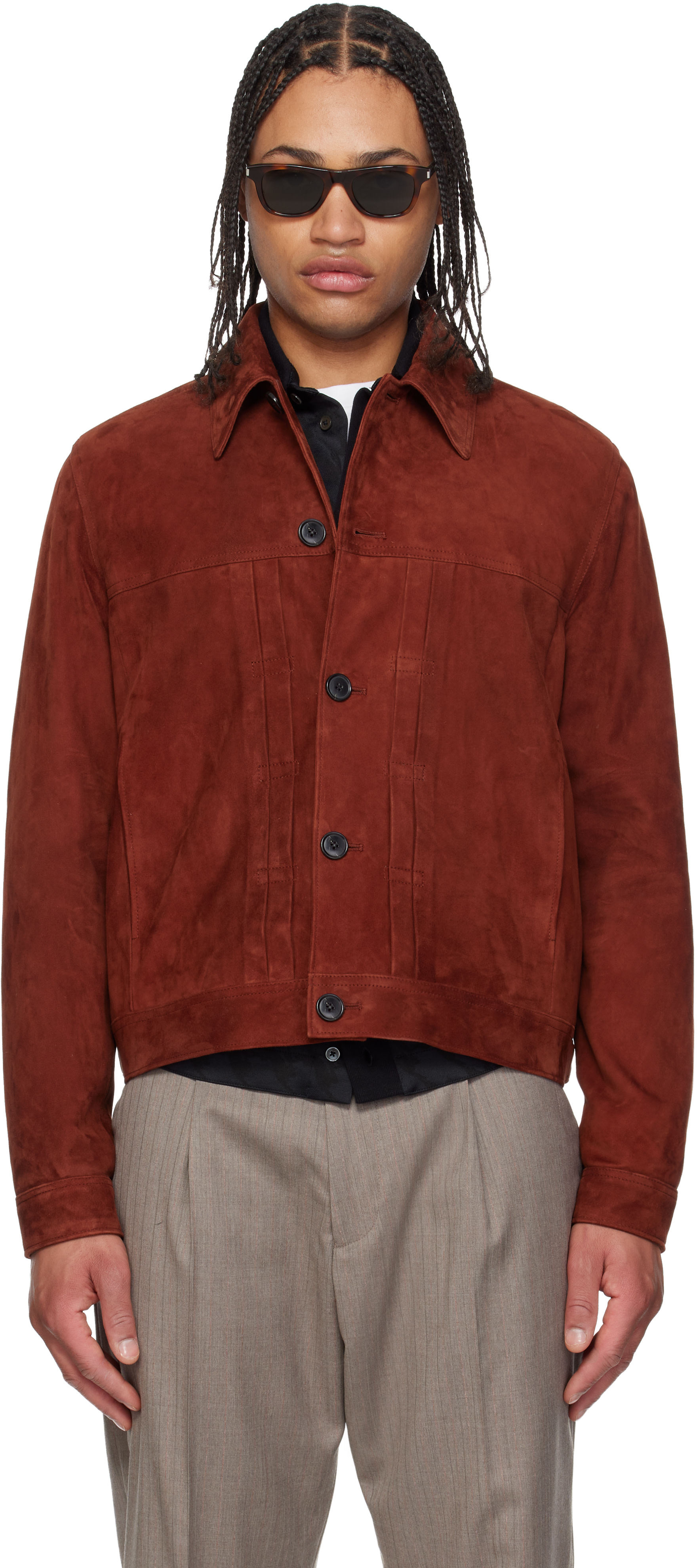 Paul Smith - 레드 슬림 핏 데님 스타일 스웨이드 재킷