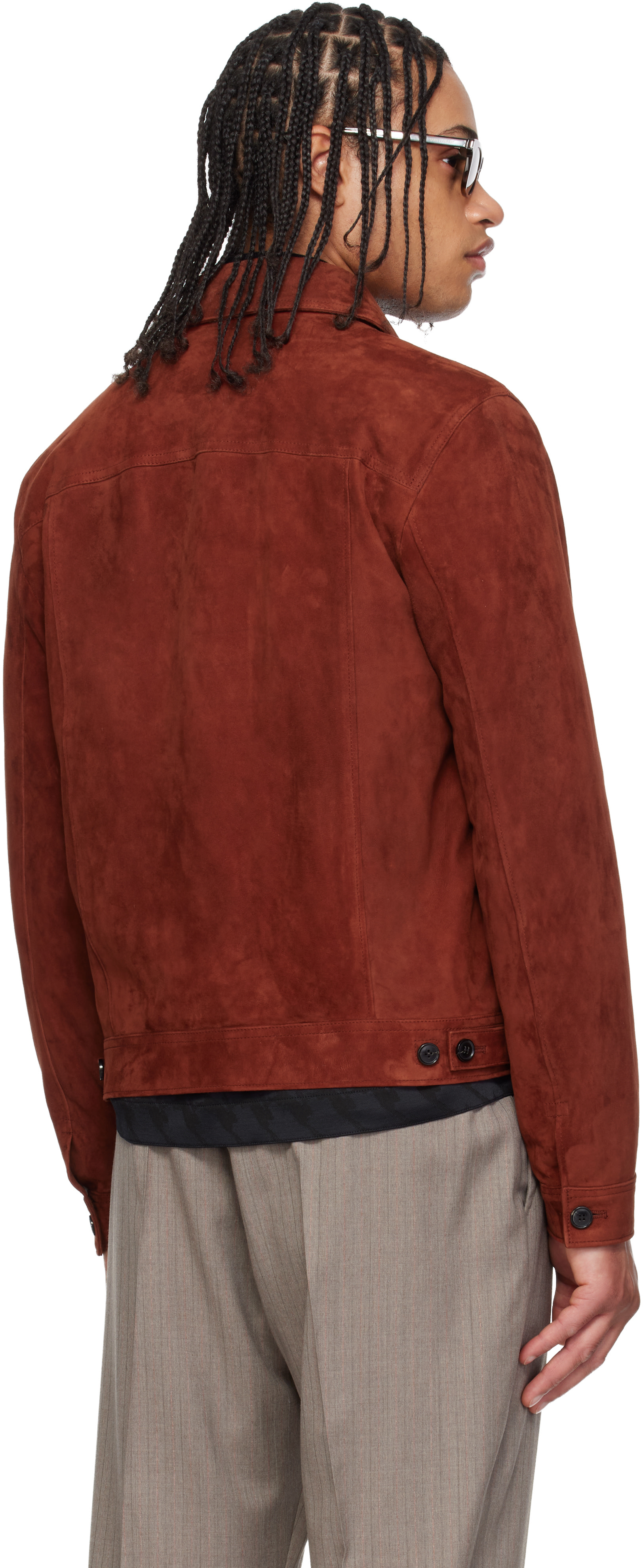Paul Smith - 레드 슬림 핏 데님 스타일 스웨이드 재킷