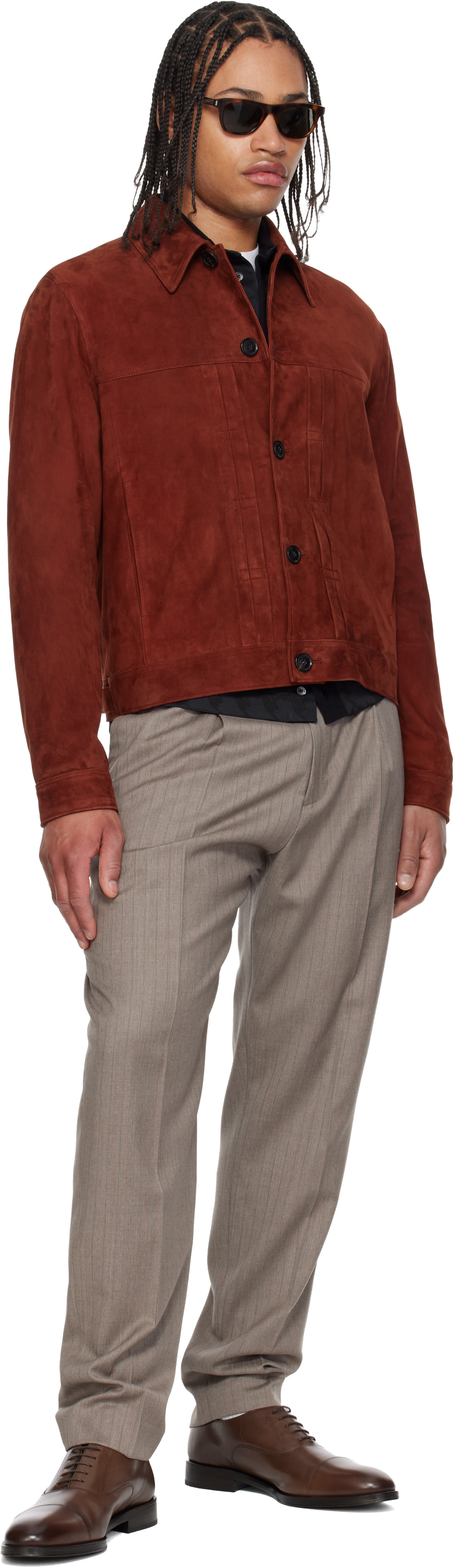 Paul Smith - 레드 슬림 핏 데님 스타일 스웨이드 재킷