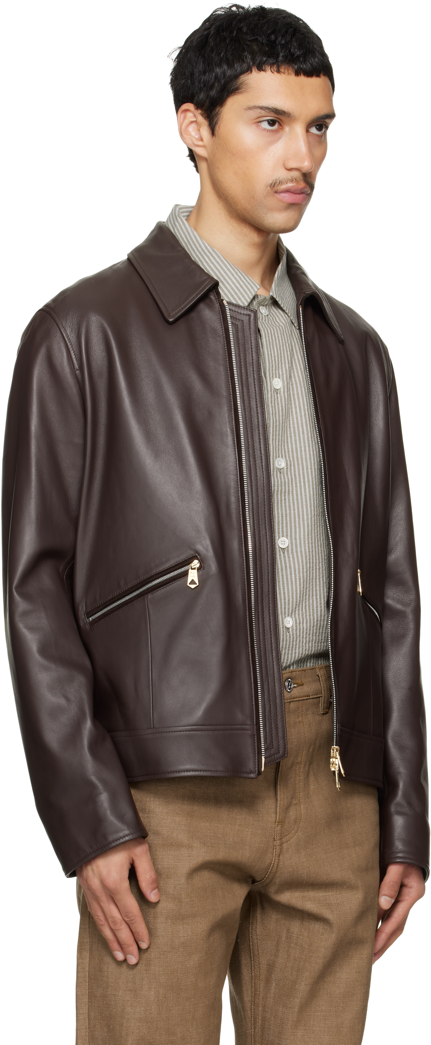 Paul Smith: Brown Nappa Leather Jacket | SSENSE