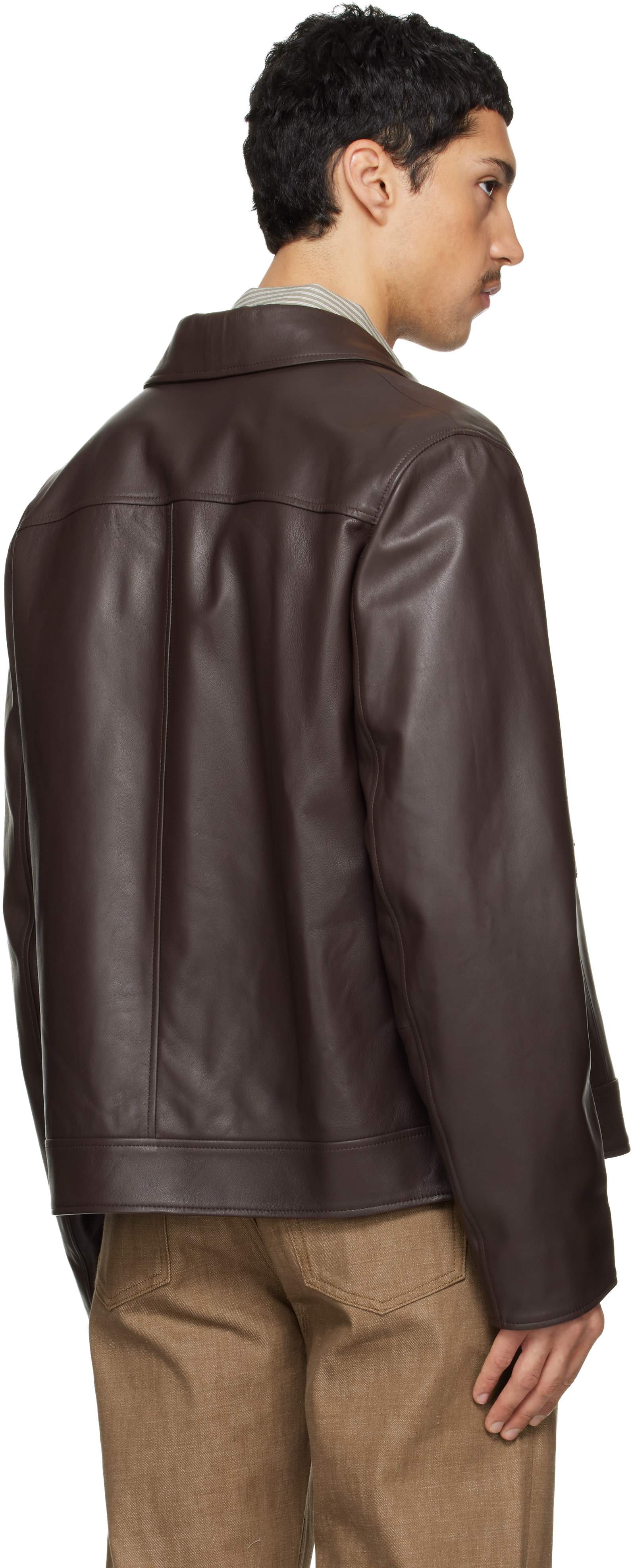 ジャケット・アウター Paul Smith cut-off leather jacket riri Men's Black Leather Zip-Front Bomber Jacket