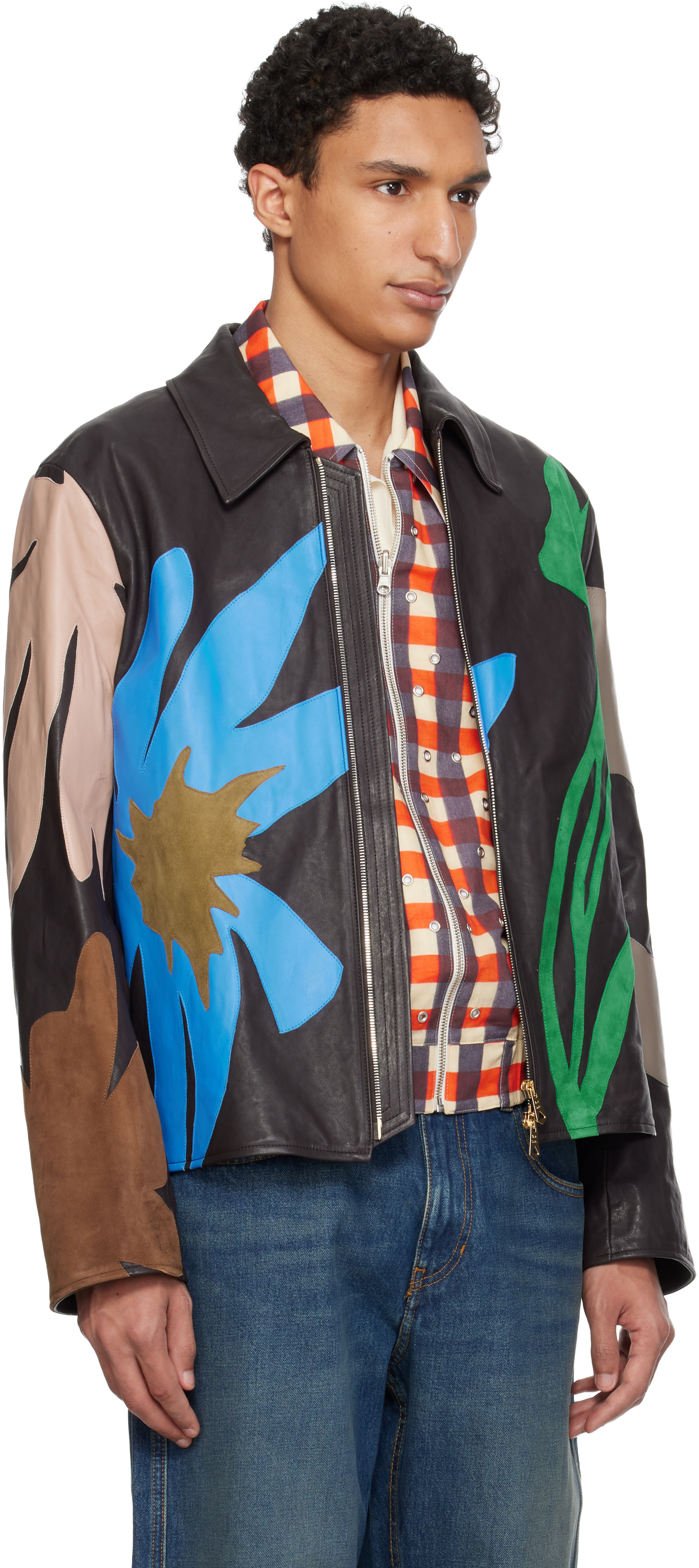Paul Smith: Multicolor Floral Soft Lamb Leather Jacket | SSENSE Canada