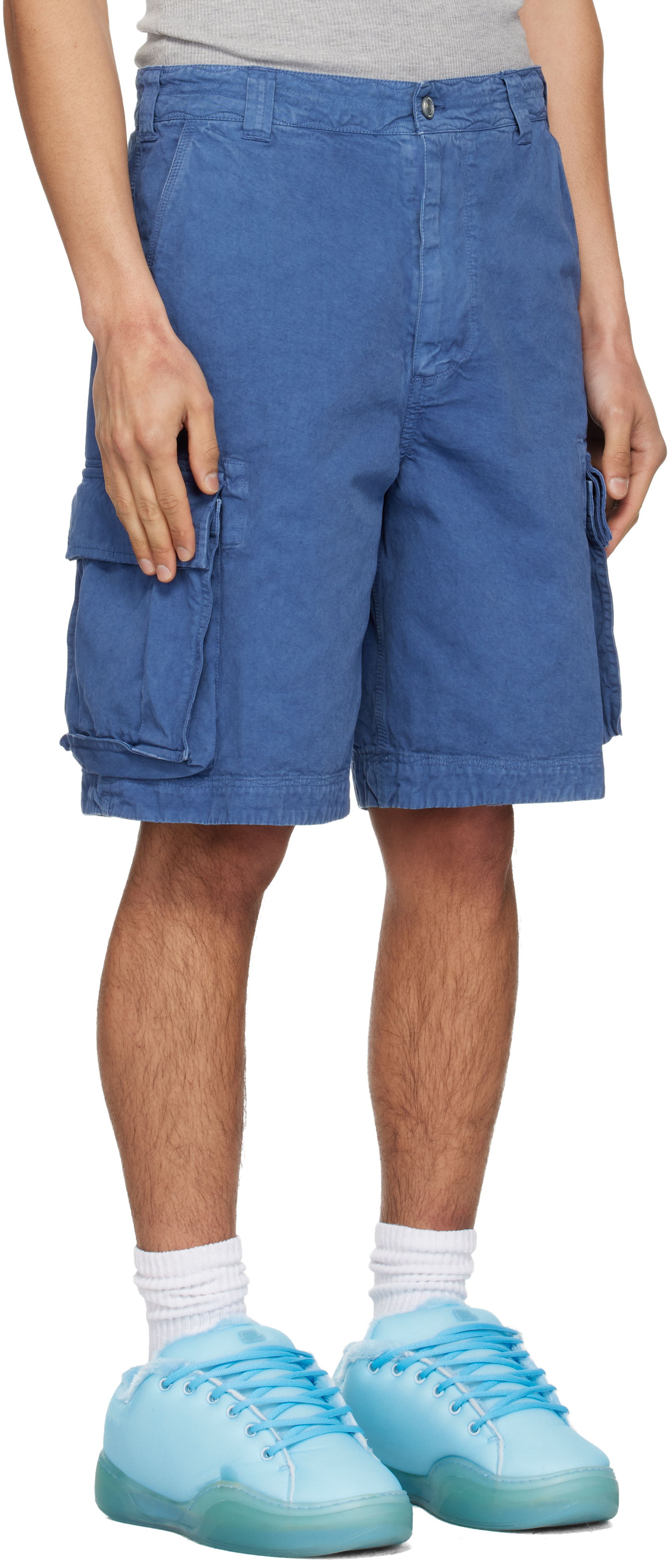 ERL - Short cargo bleu tissé