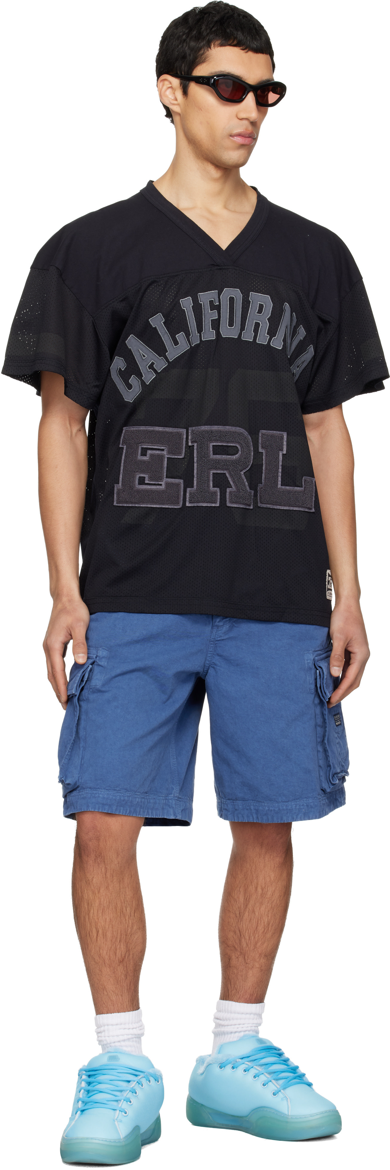 ERL - Short cargo bleu tissé