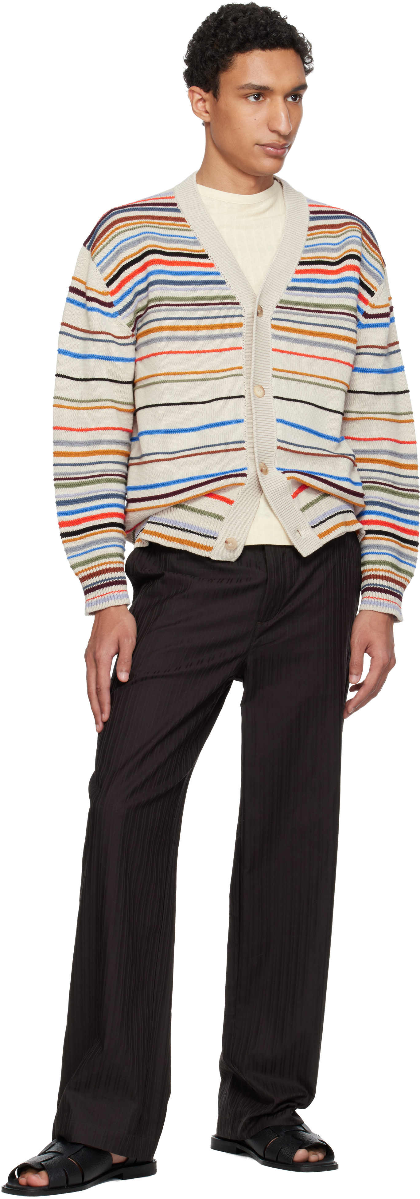 Paul Smith: ベージュ シグネチャー ストライプ コットンブレンド