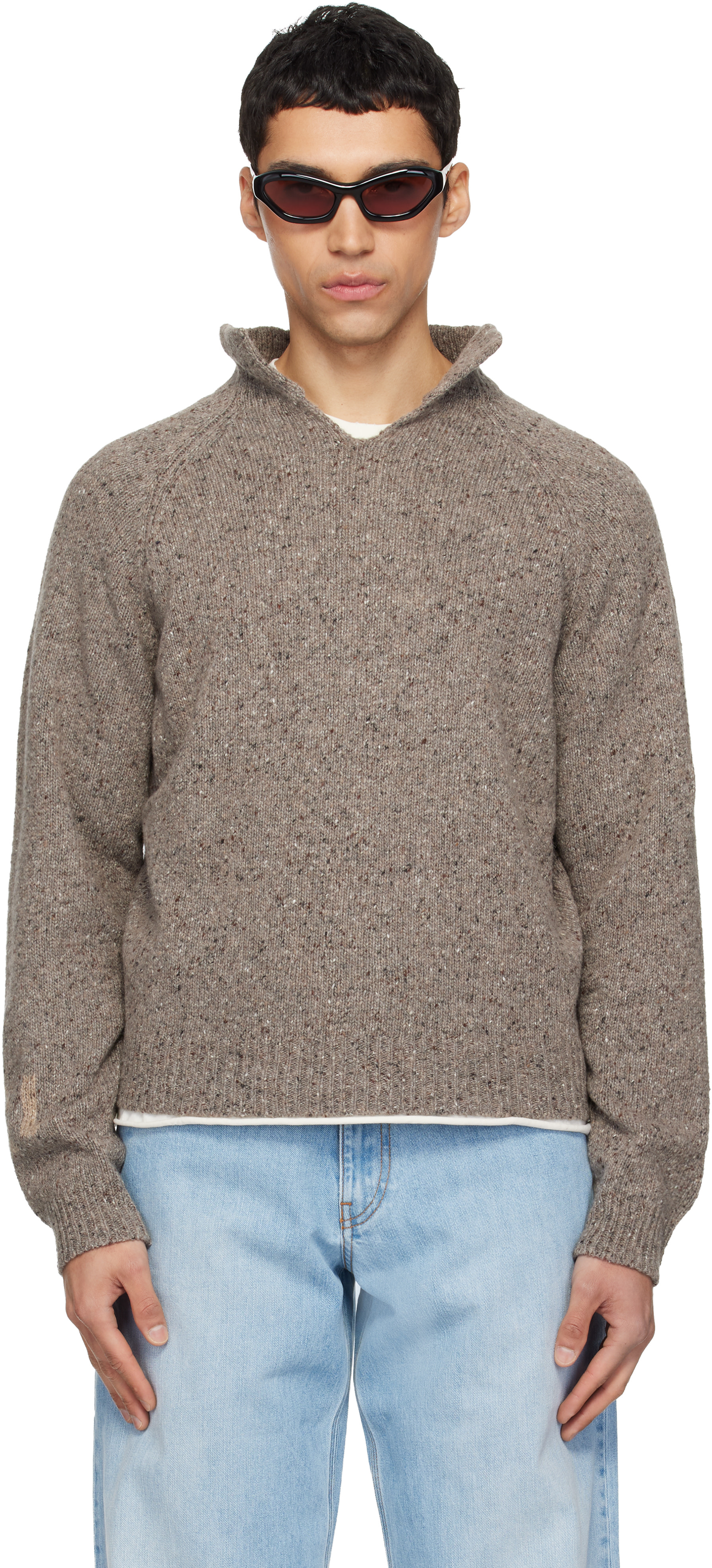 ERL - Pull taupe à fente