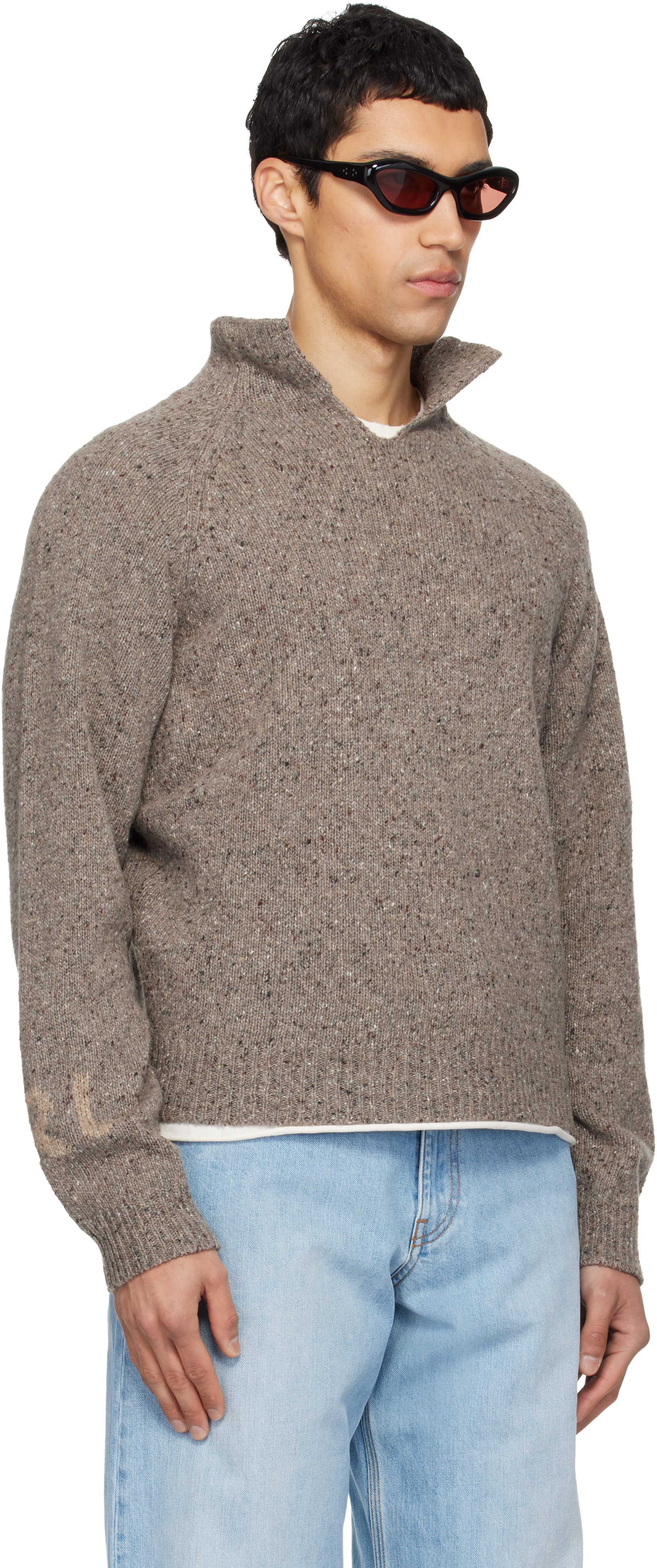ERL - Pull taupe à fente
