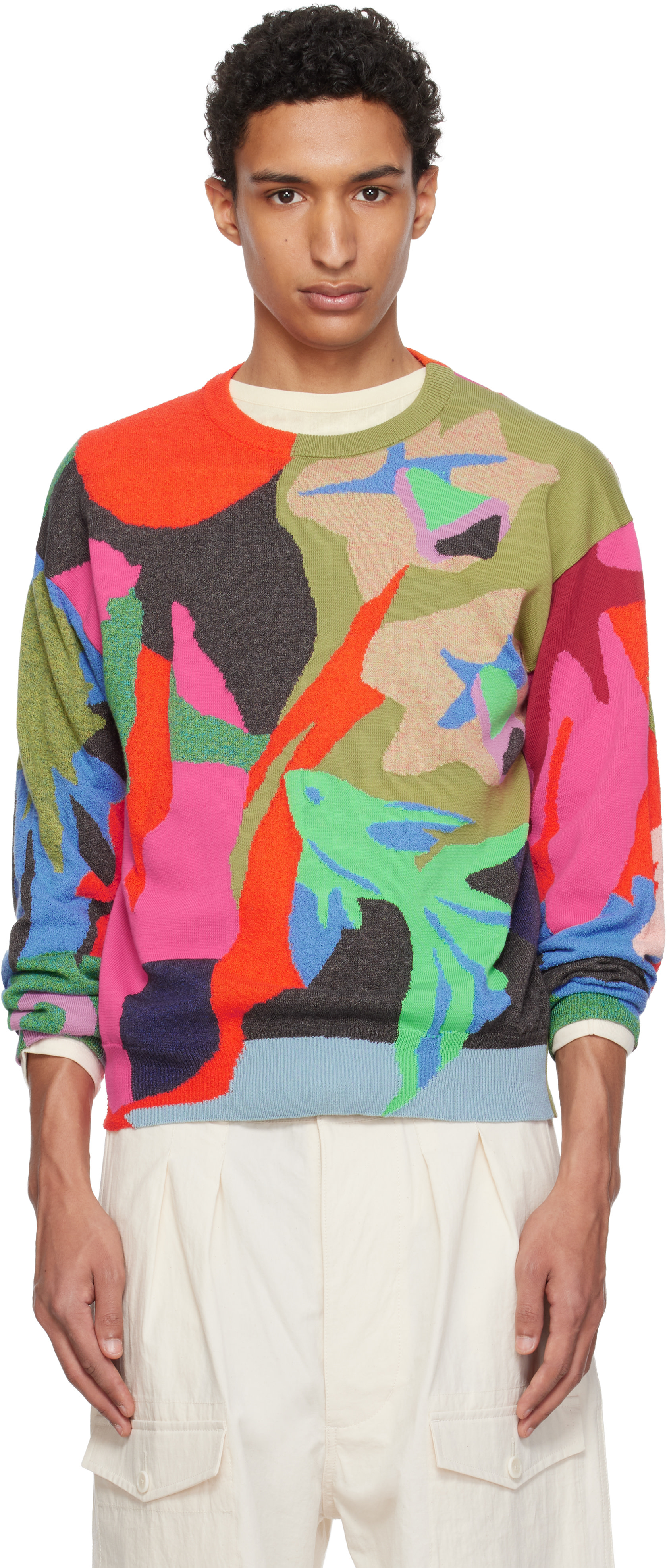 Paul Smith - 멀티컬러 리버 콜라주 니트 코튼 스웨터