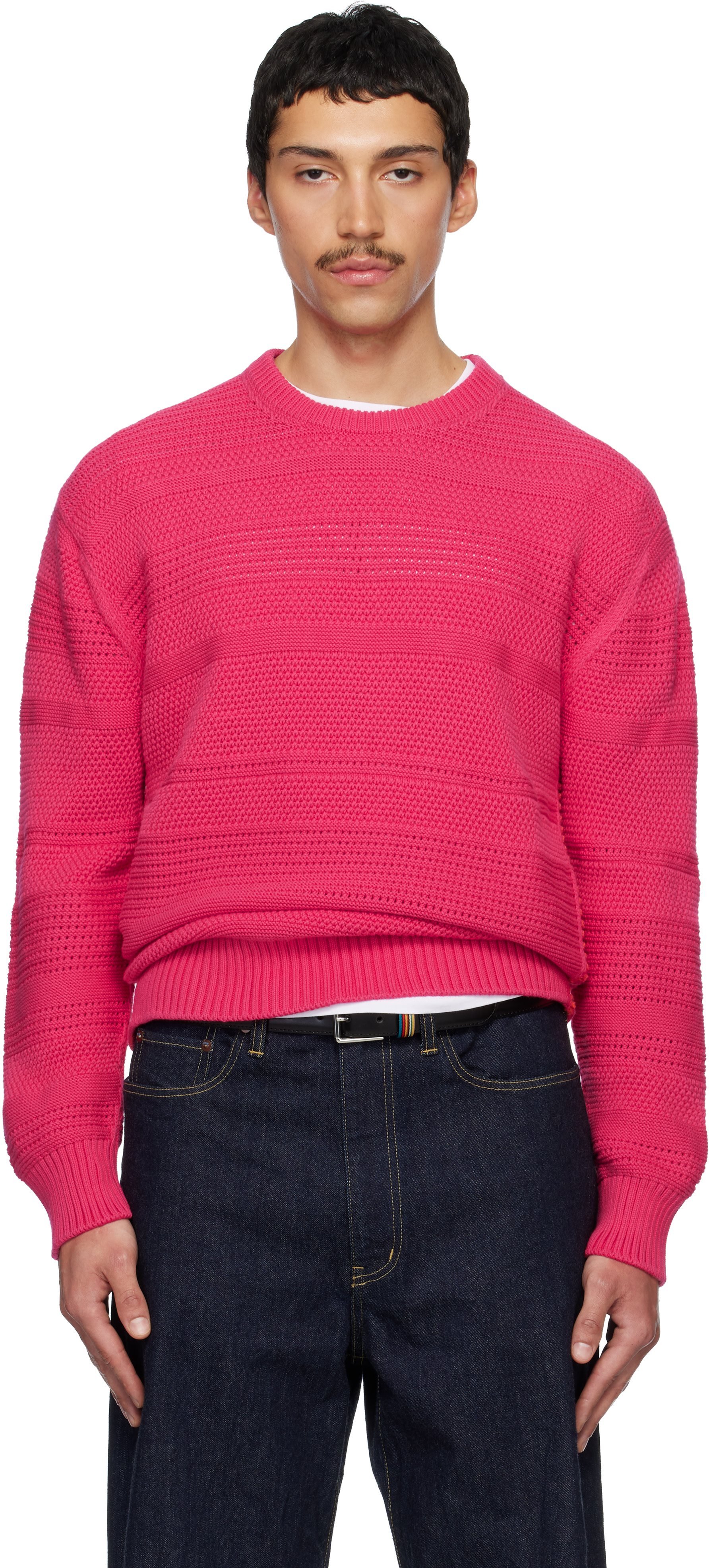 Paul Smith - Pull rose en tricot texturé de coton