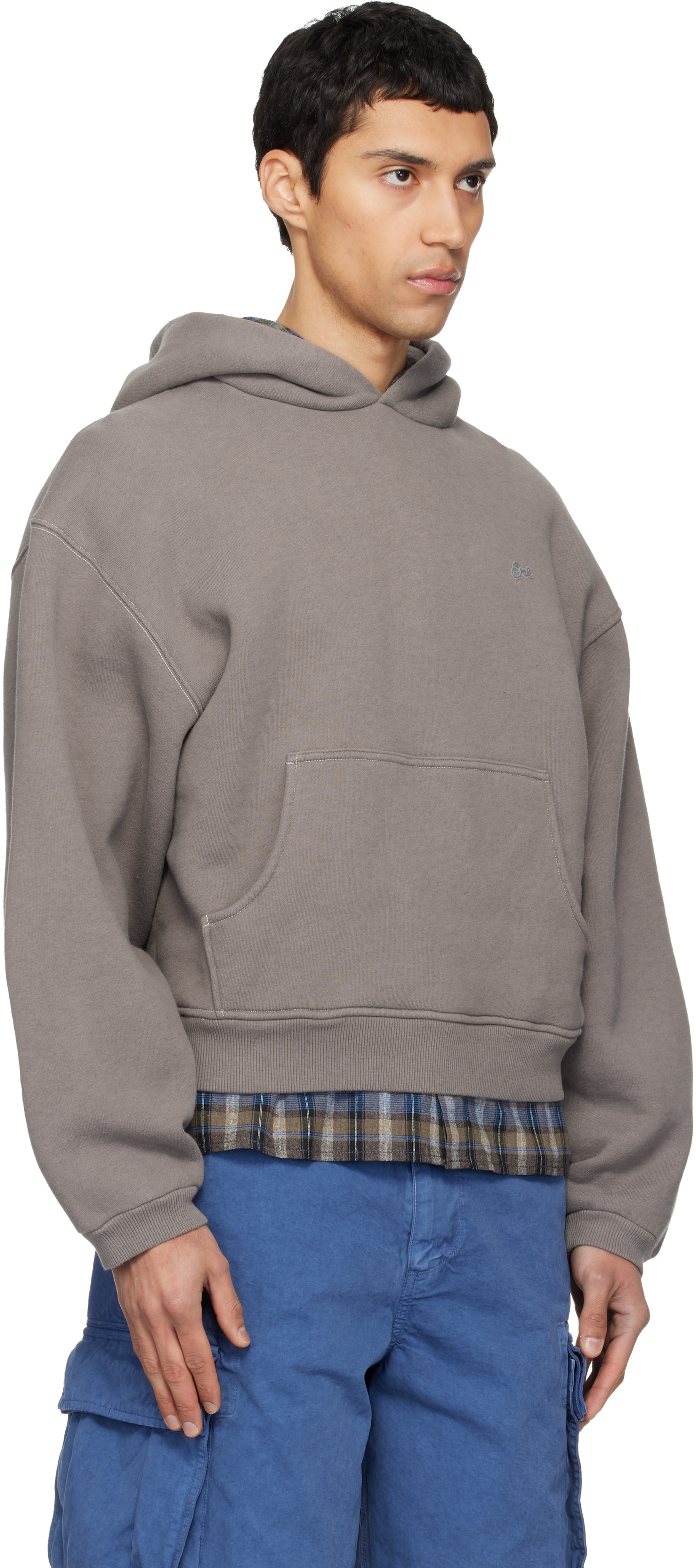ERL - Pull à capuche Heathered taupe