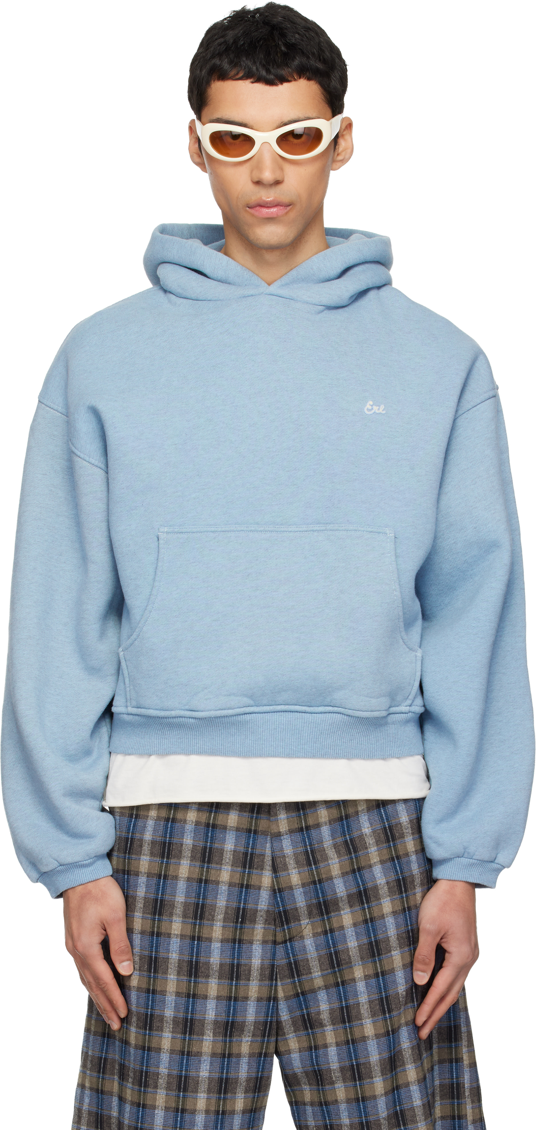 ERL - Pull à capuche Heathered bleu