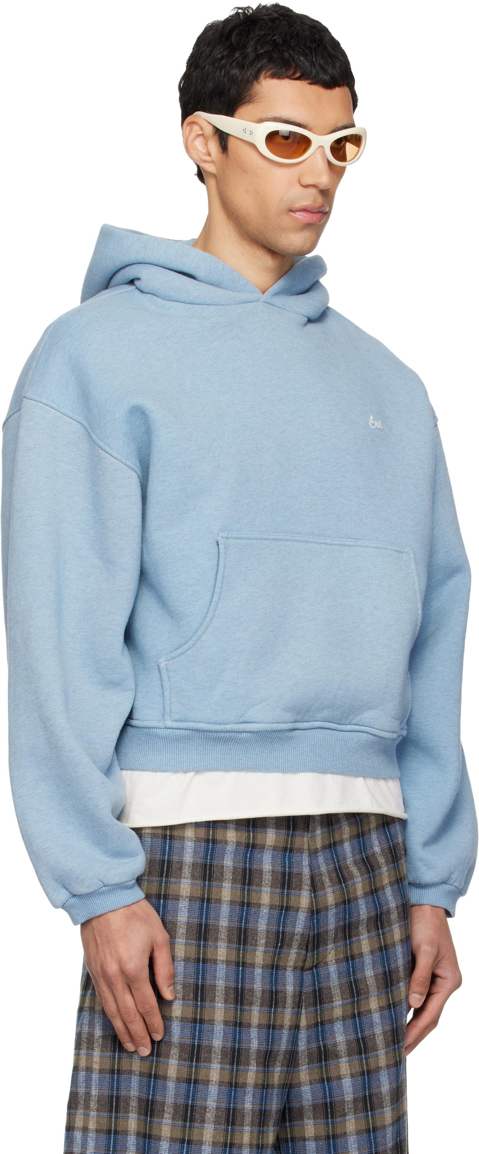 ERL - Pull à capuche Heathered bleu