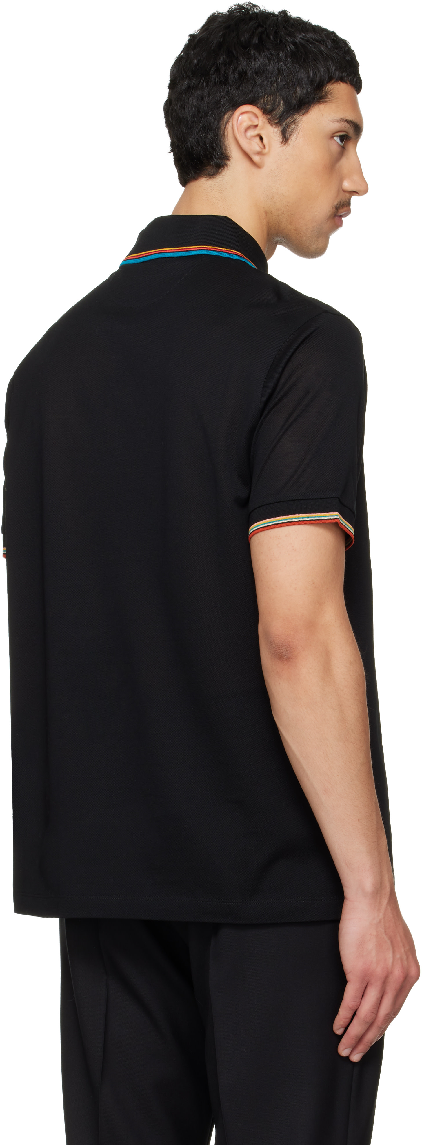 ストライプ ジッパーポロシャツ ネイビー Paul Smith: ネイビー Cotton 'Signature Stripe' Trim ジップ