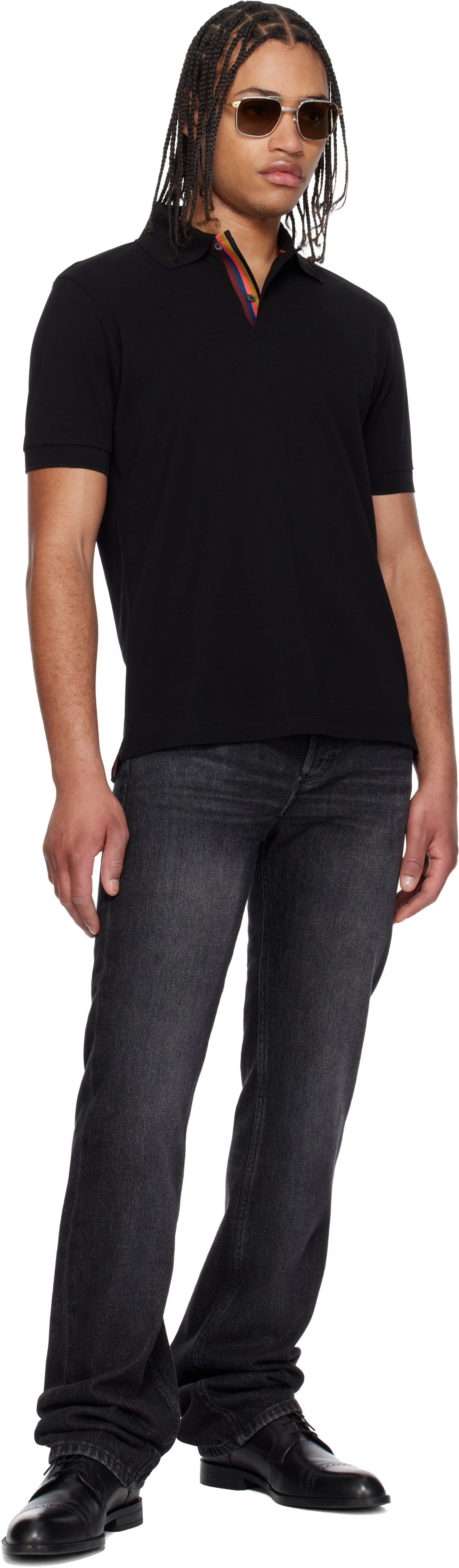 Paul Smith - Black Cotton 'Artist Stripe' Placket Polo Shirt