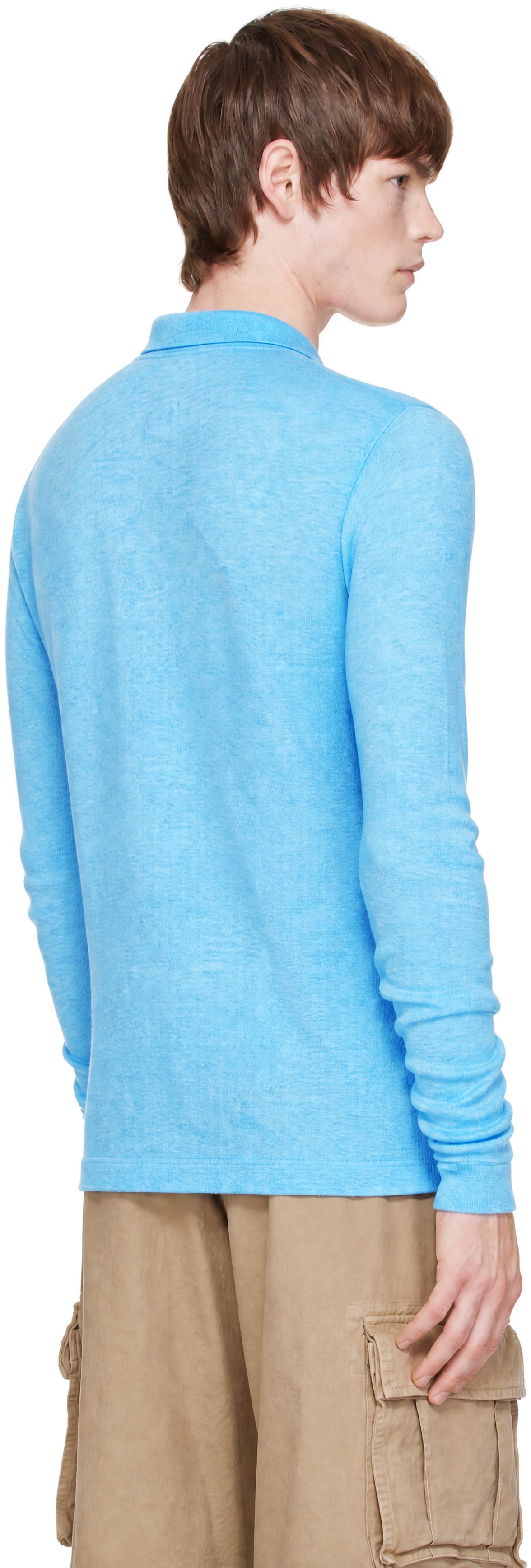 ERL - Blue Overdyed Heather Knit Polo