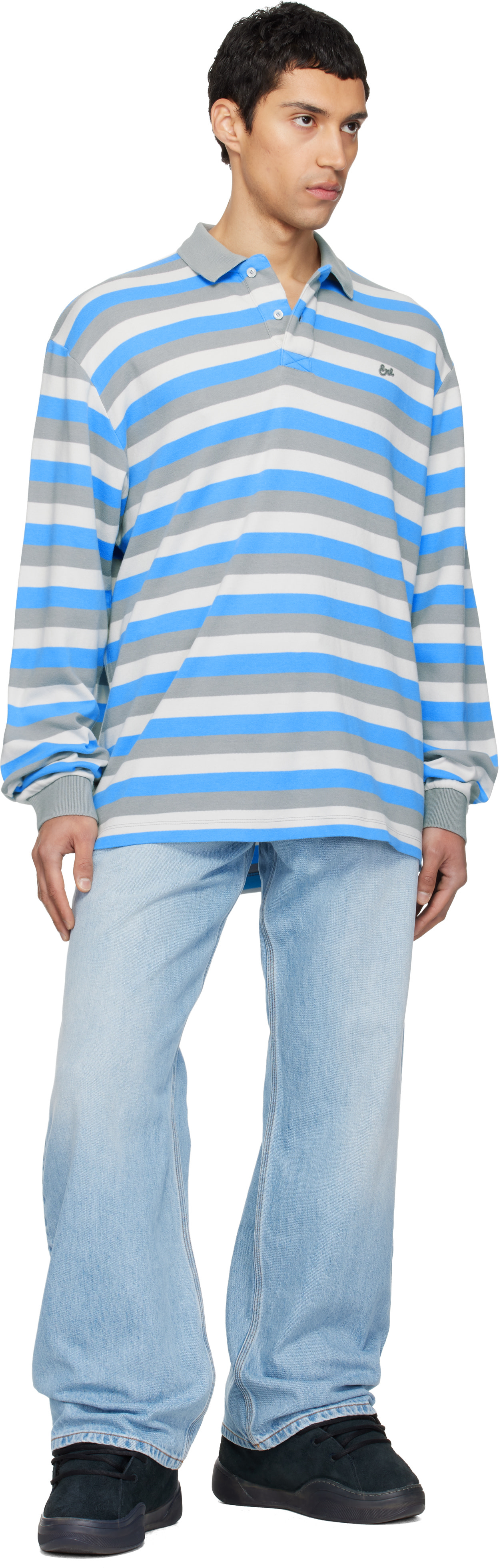 ERL ストライプスリーブ ポロシャツ XS ERL / イーアールエル UNISEX STRIPED LONG SLEEVE ポロシャツ KNIT