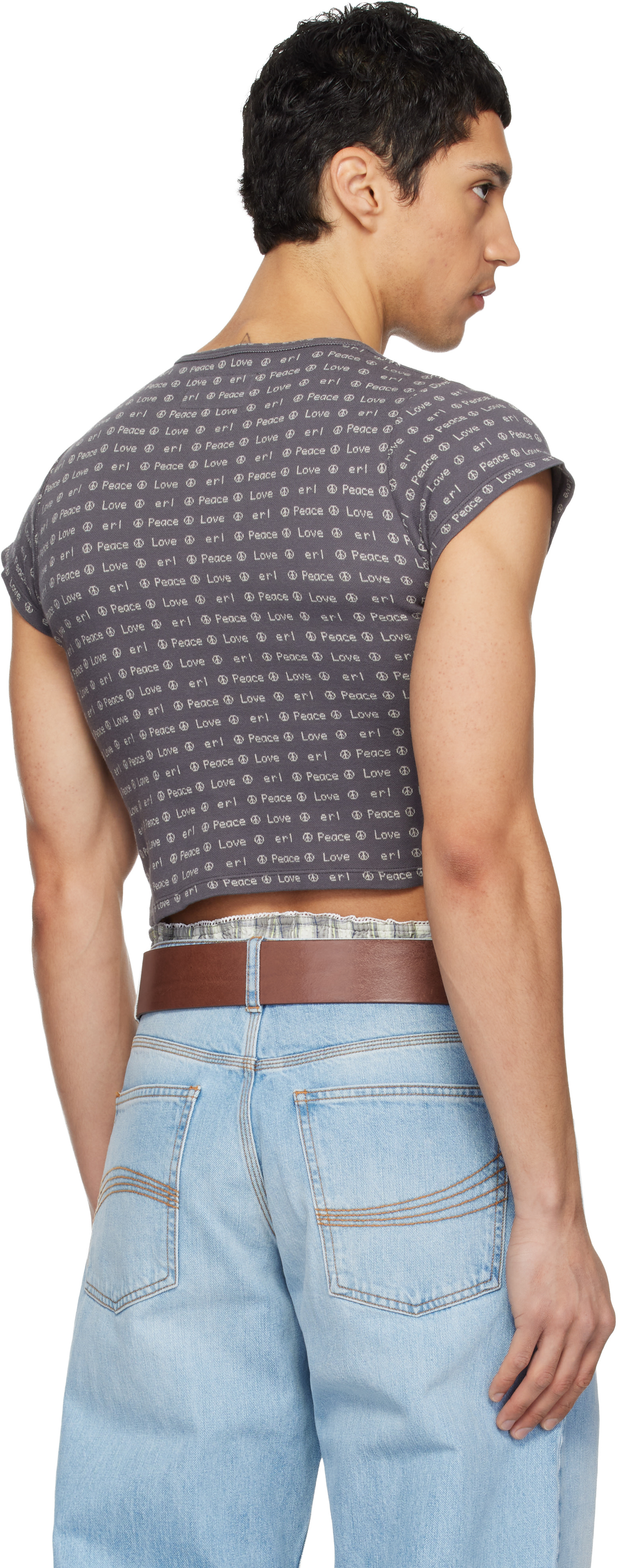ERL - Micro t-shirt gris à imprimés