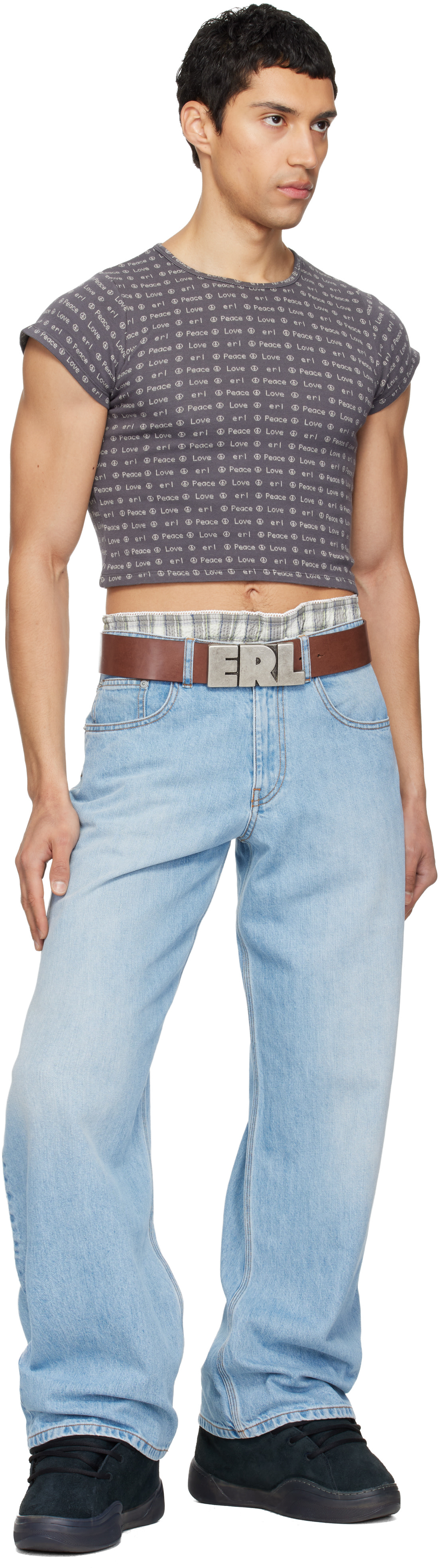 ERL - Micro t-shirt gris à imprimés
