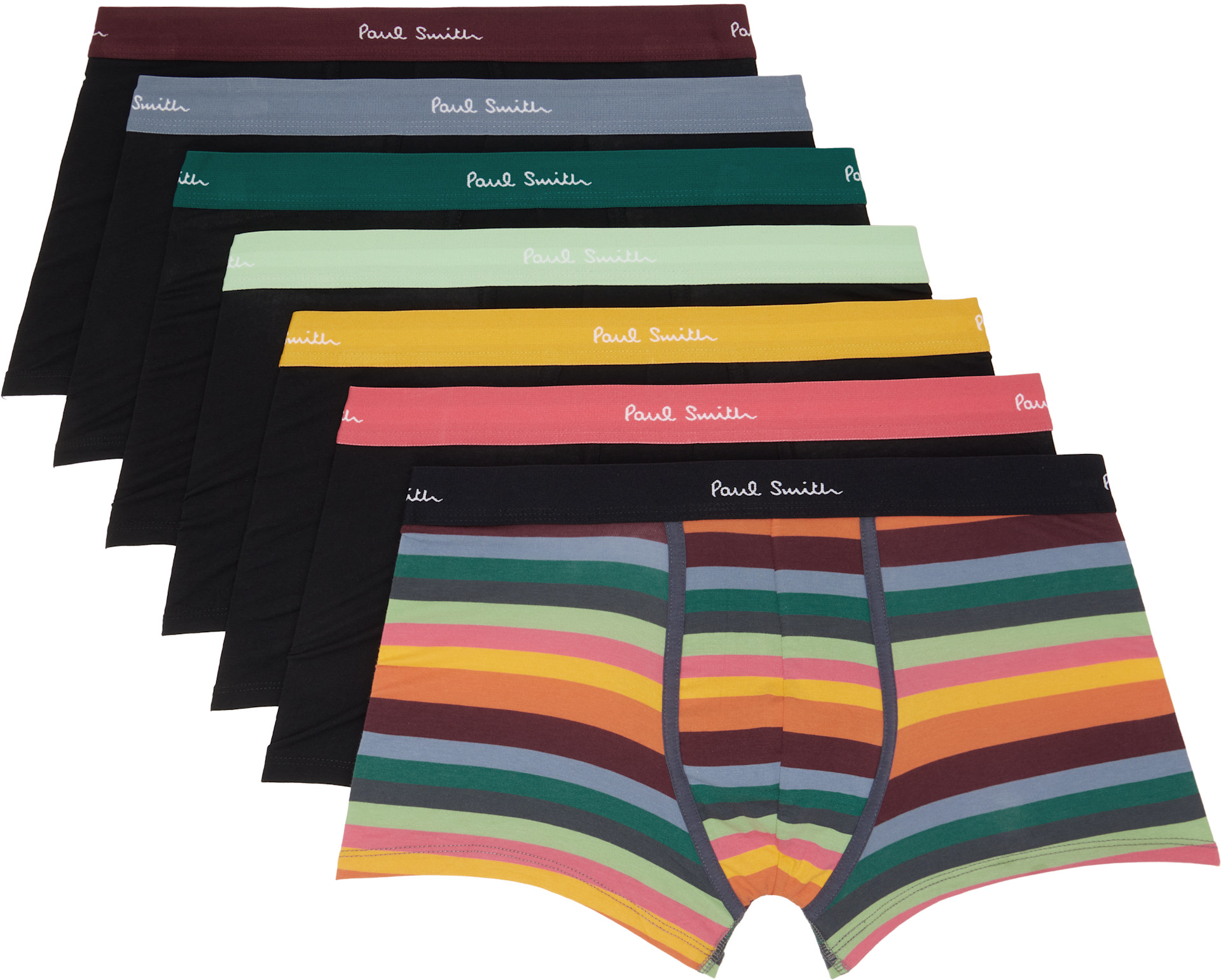 Paul Smith - Seven-Pack Multicolor Organic 'Artist Stripe' Boxer Briefs