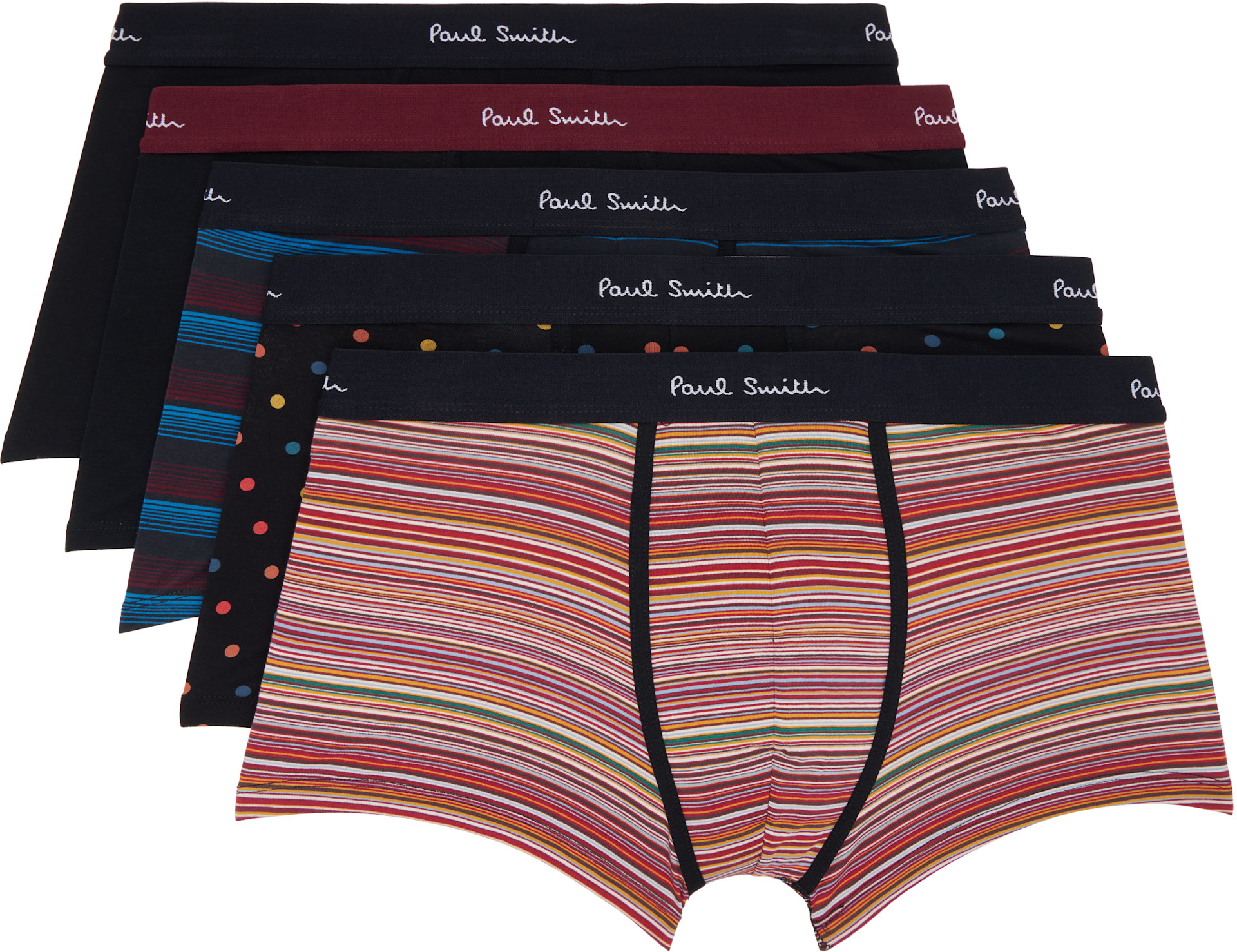 Paul Smith - Five-Pack Multicolor Spot & Stripe Mix Boxer Briefs