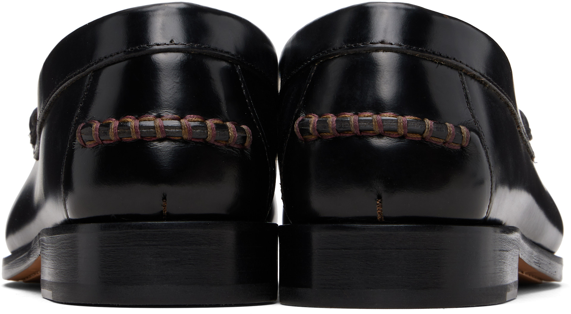 Paul Smith: ブラック 'Signature Stripe' Leather 'Lido' ローファー