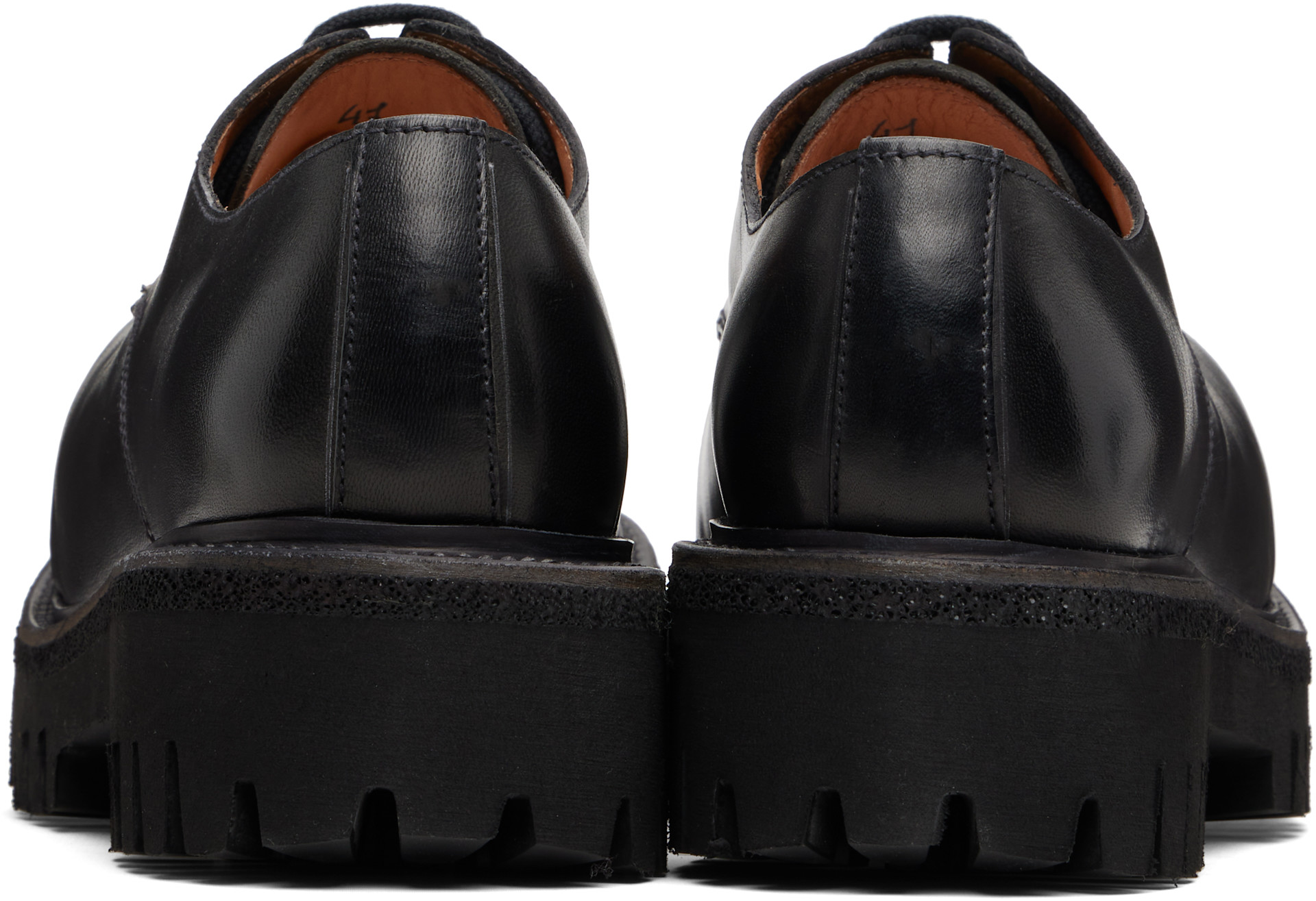 A DICIANNOVEVENTITRE: Black Horse Octa Low Derbys | SSENSE