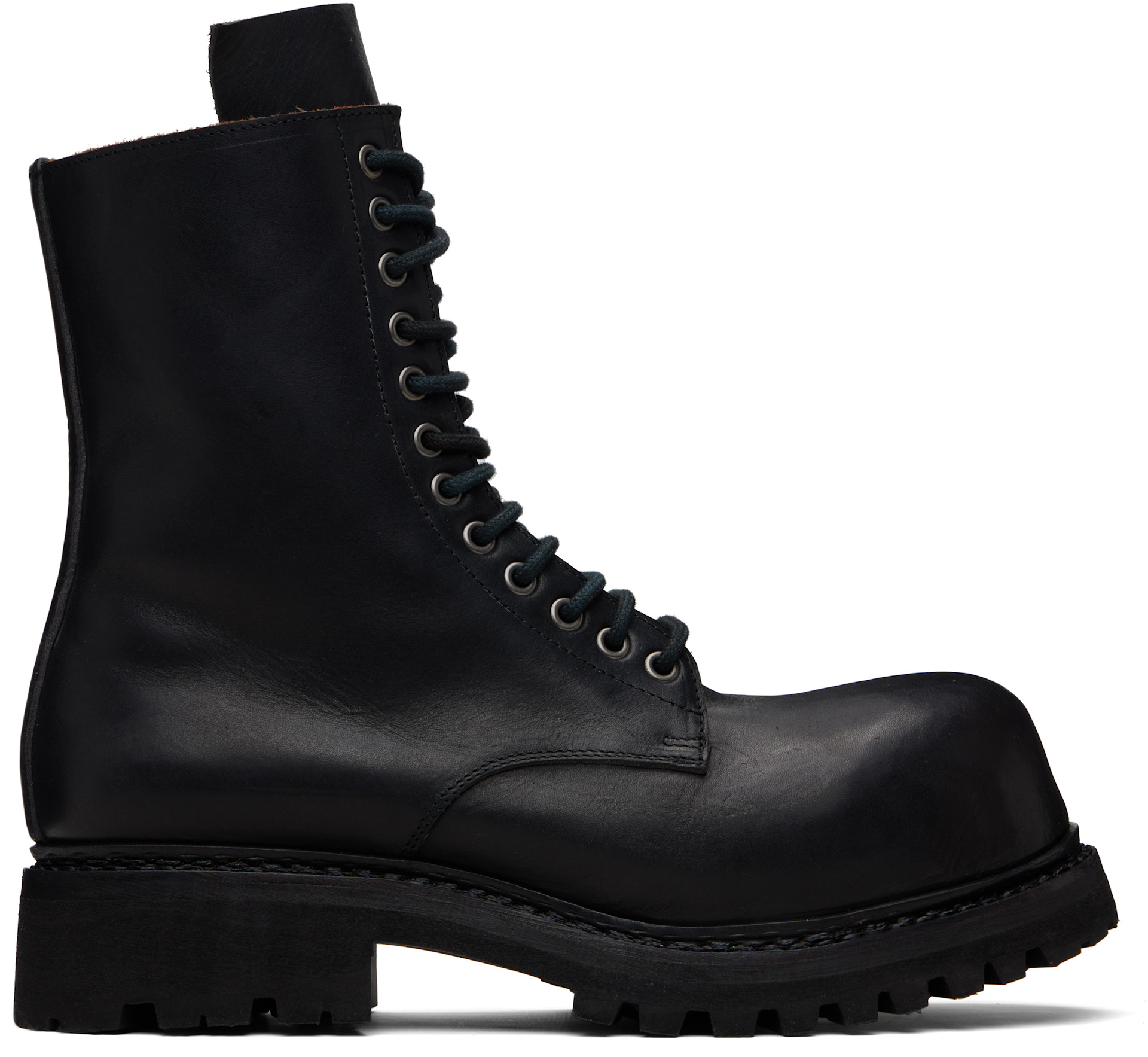 ブーツ A DICIANNOVEVENTITRE A1923 Combat Boots A DICIANNOVEVENTITRE: Black Prisma Combat Boots | SSENSE