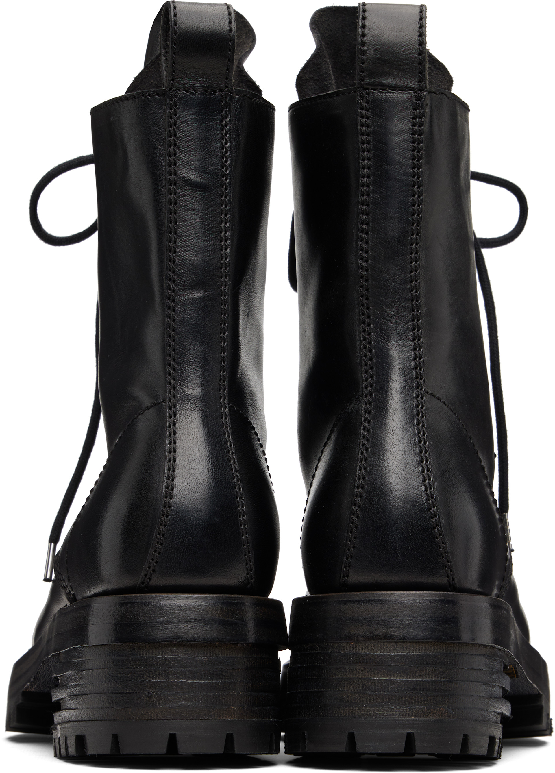 a diciannoveventitre レザーブーツ A DICIANNOVEVENTITRE: Black Horse Zac Low Ankle Boots | SSENSE