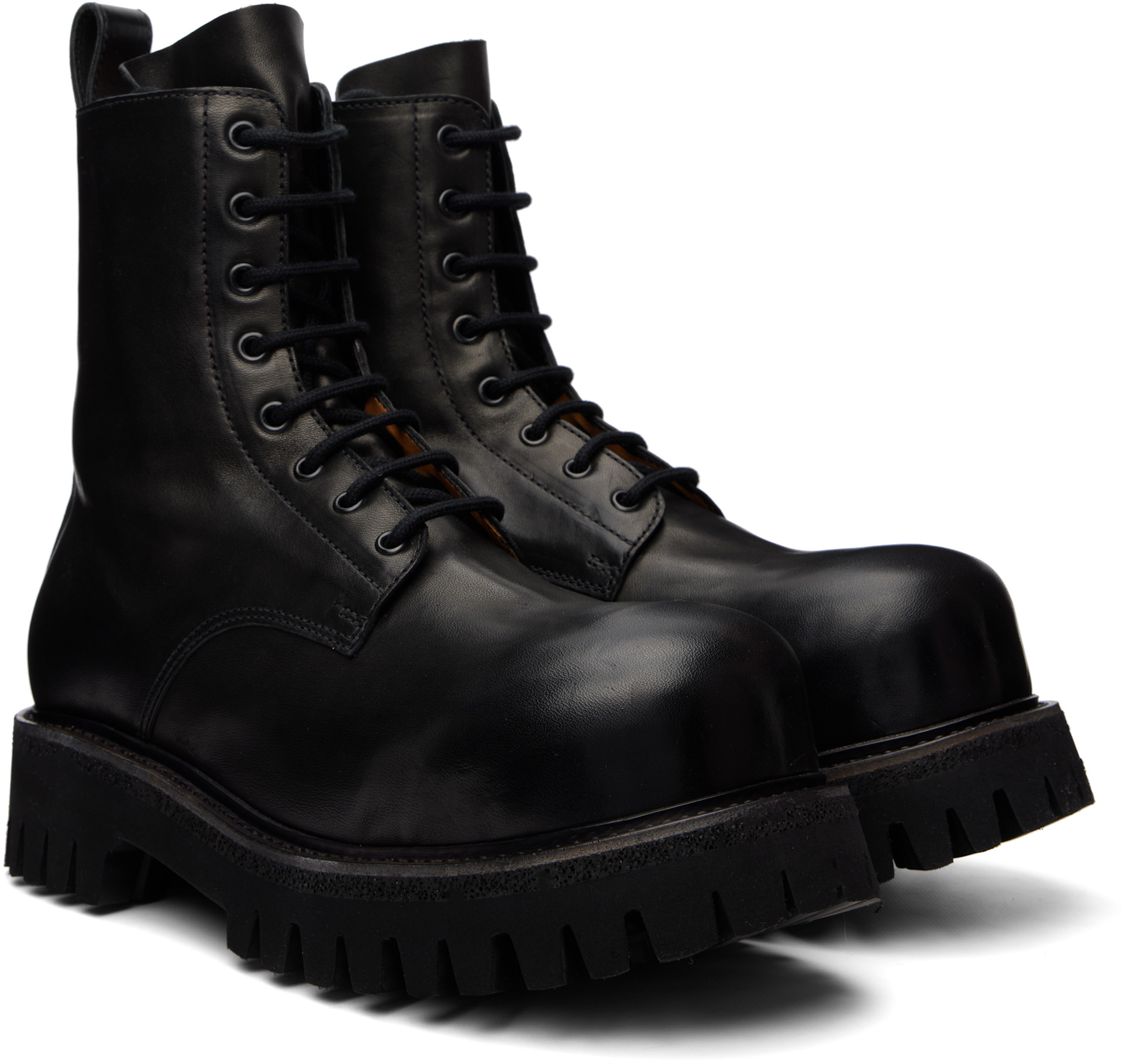 A DICIANNOVEVENTITRE: Black Horse Octa Combat Boots | SSENSE