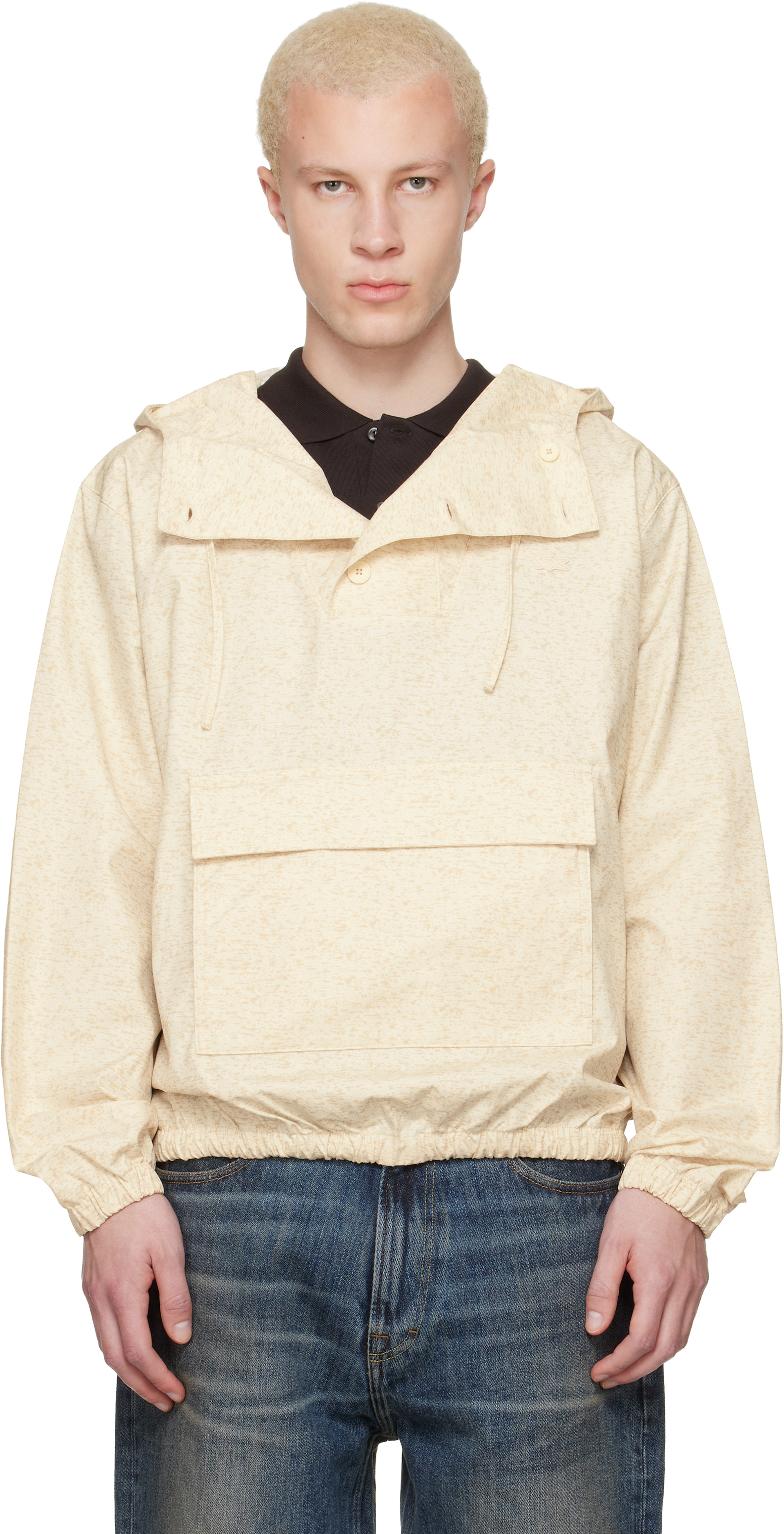 Lacoste - ベージュ Water-Repellent プリント ジャケット