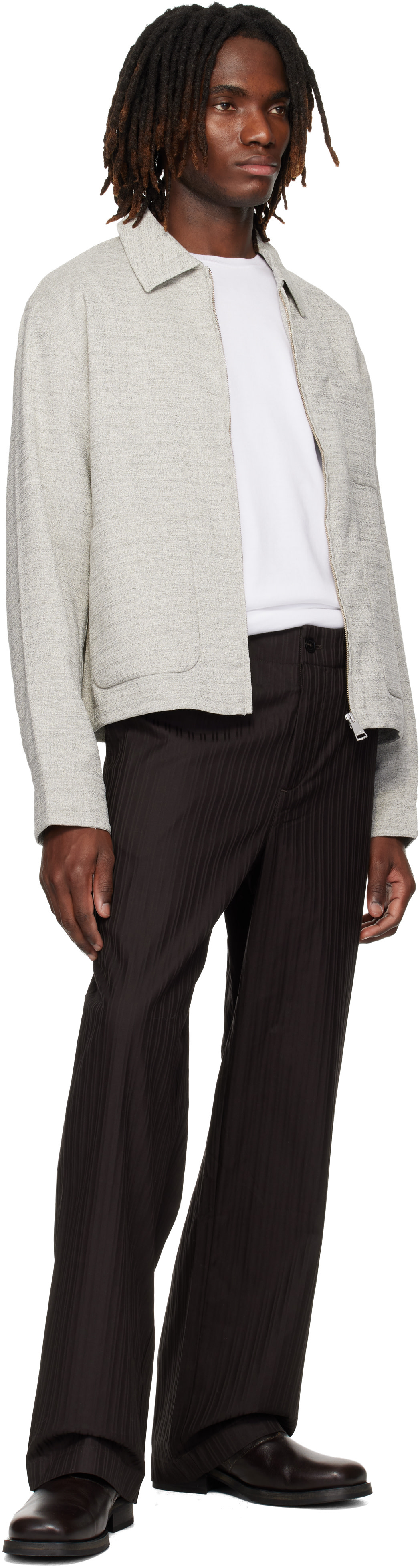 Lacoste - Blouson écourté texturé gris