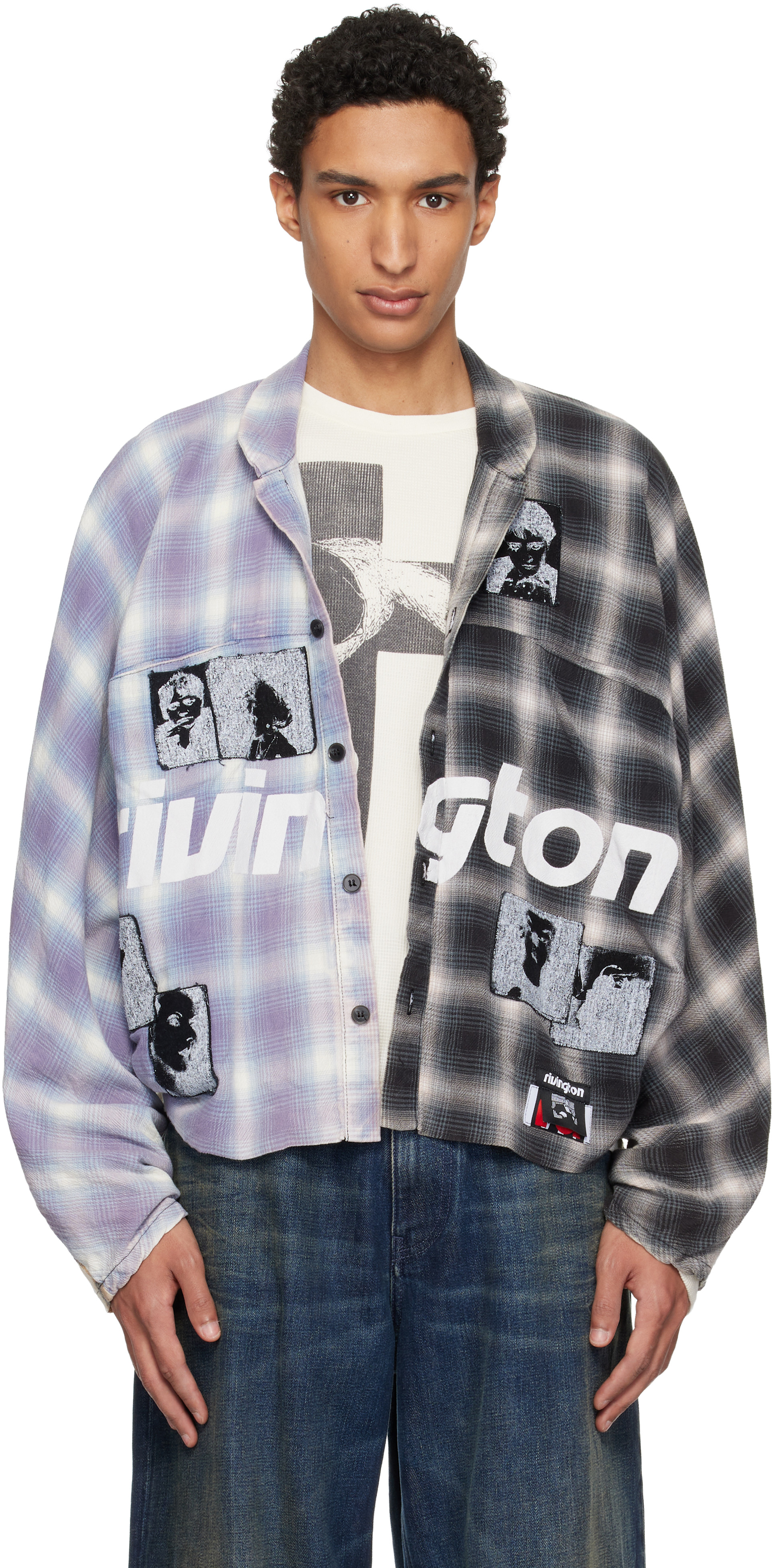 トップス RivingtonRoiRevis Rivington Roi Rebis: Blue & Black Nazarene Shirt | SSENSE