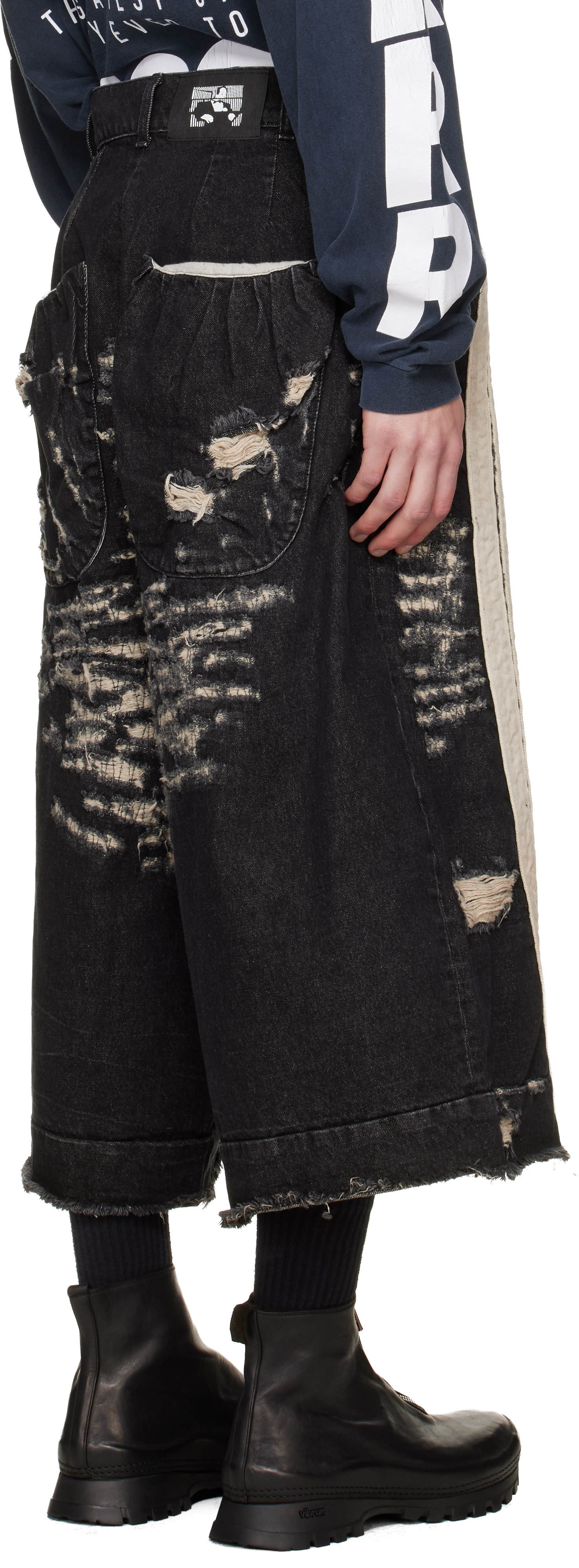 Rivington Roi Rebis: Black Heiro Denim Shorts | SSENSE