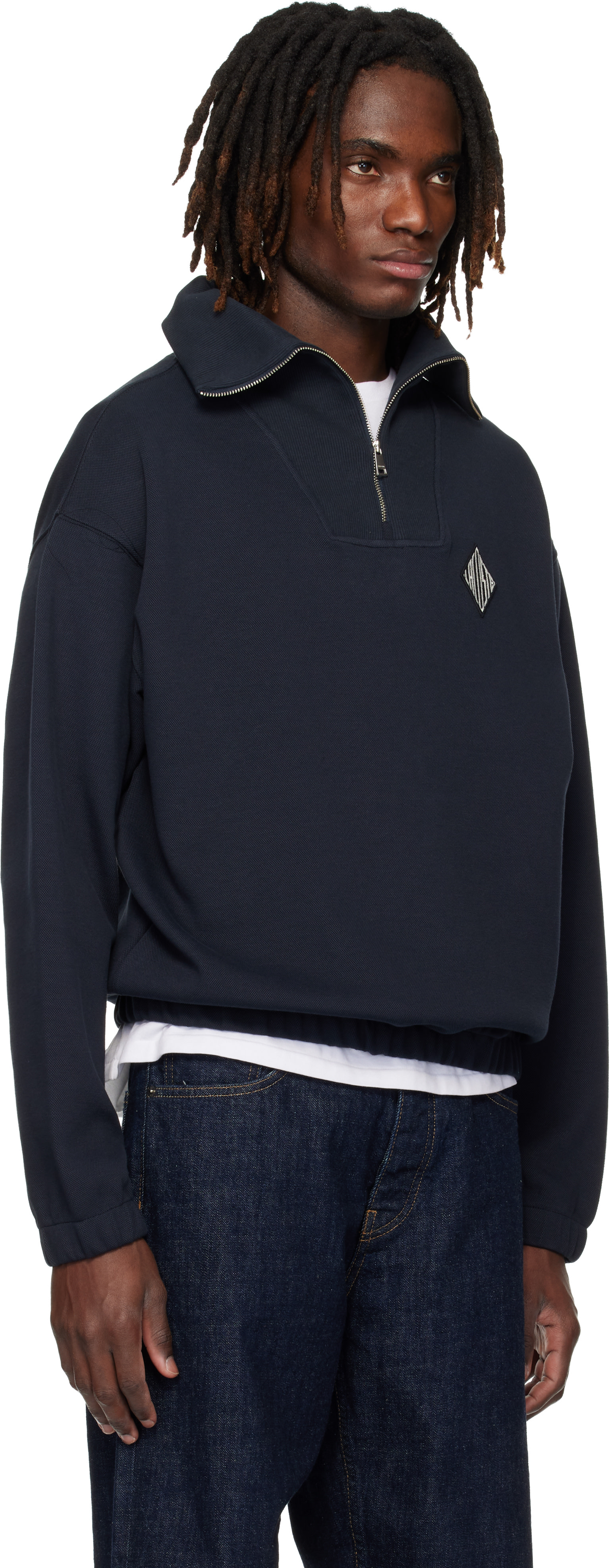 Lacoste - Black Loose Fit Zipped Neck Piqué Sweatshirt