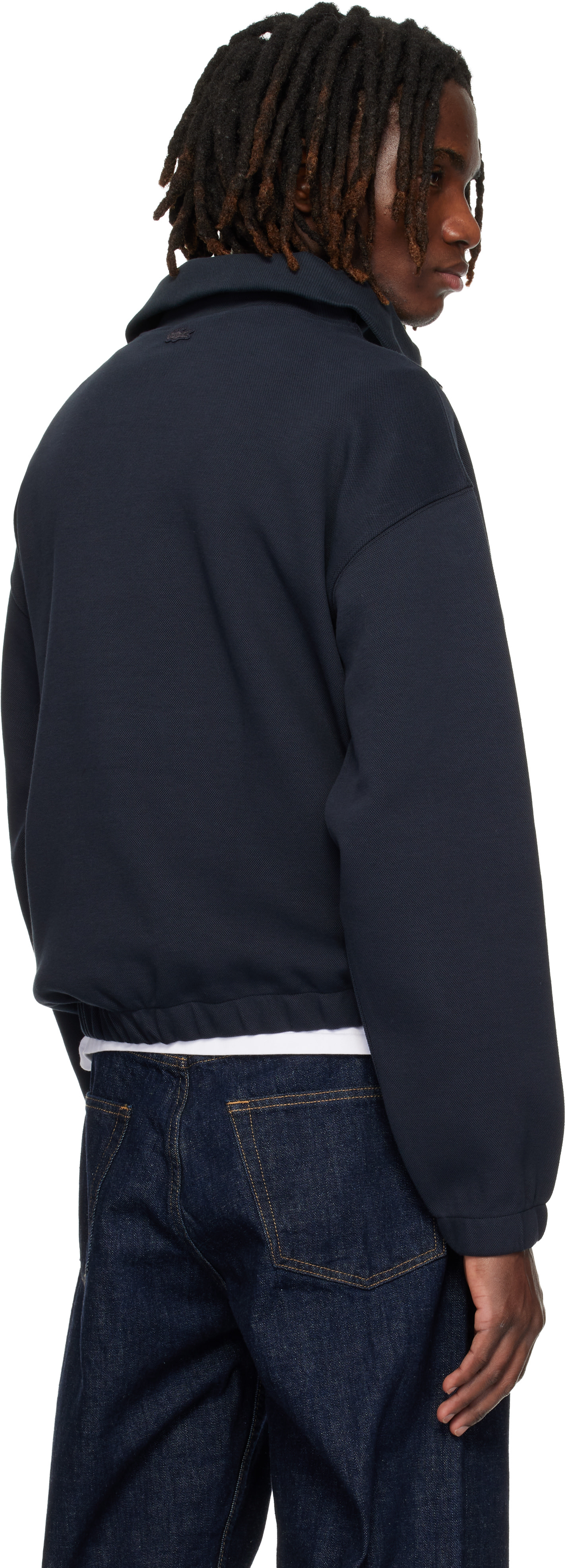 Lacoste - Black Loose Fit Zipped Neck Piqué Sweatshirt
