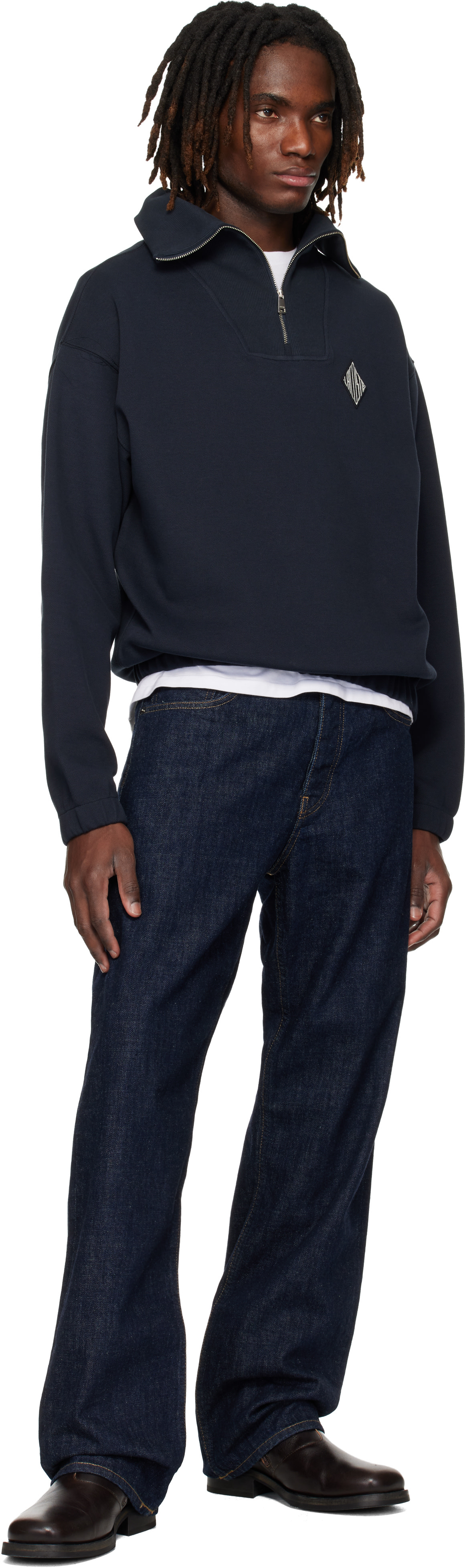 Lacoste - Black Loose Fit Zipped Neck Piqué Sweatshirt