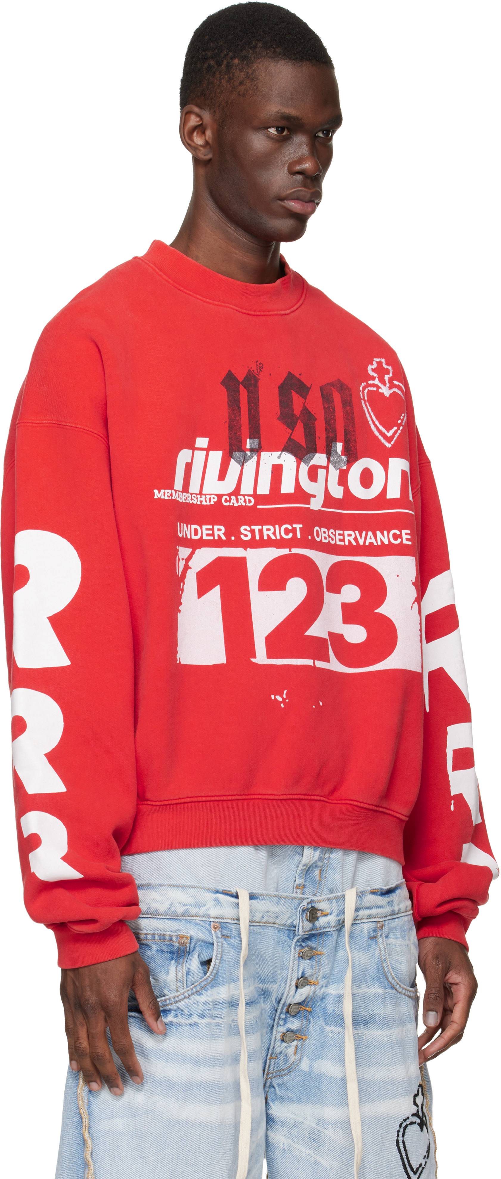 Rivington Roi Rebis: Red Membership USO Crewneck Sweatshirt | SSENSE