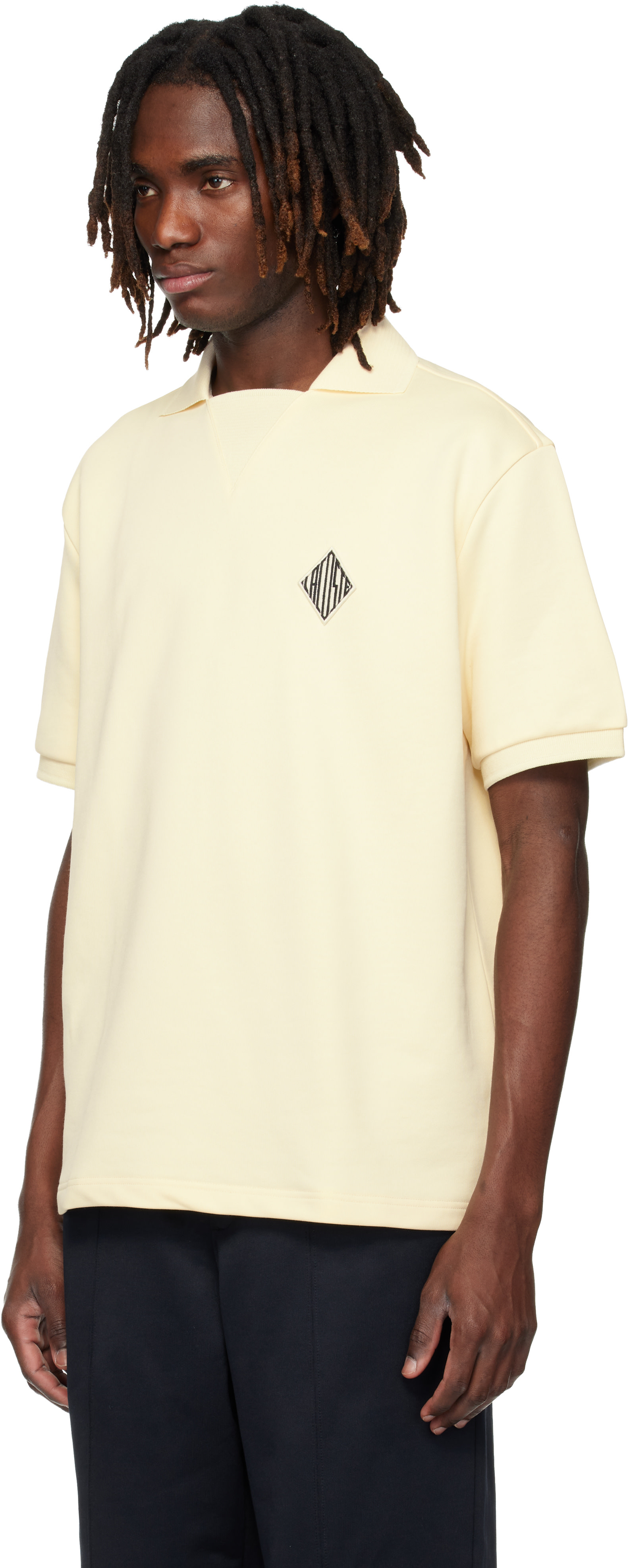 Lacoste - Polo décontracté beige en molleton à écusson
