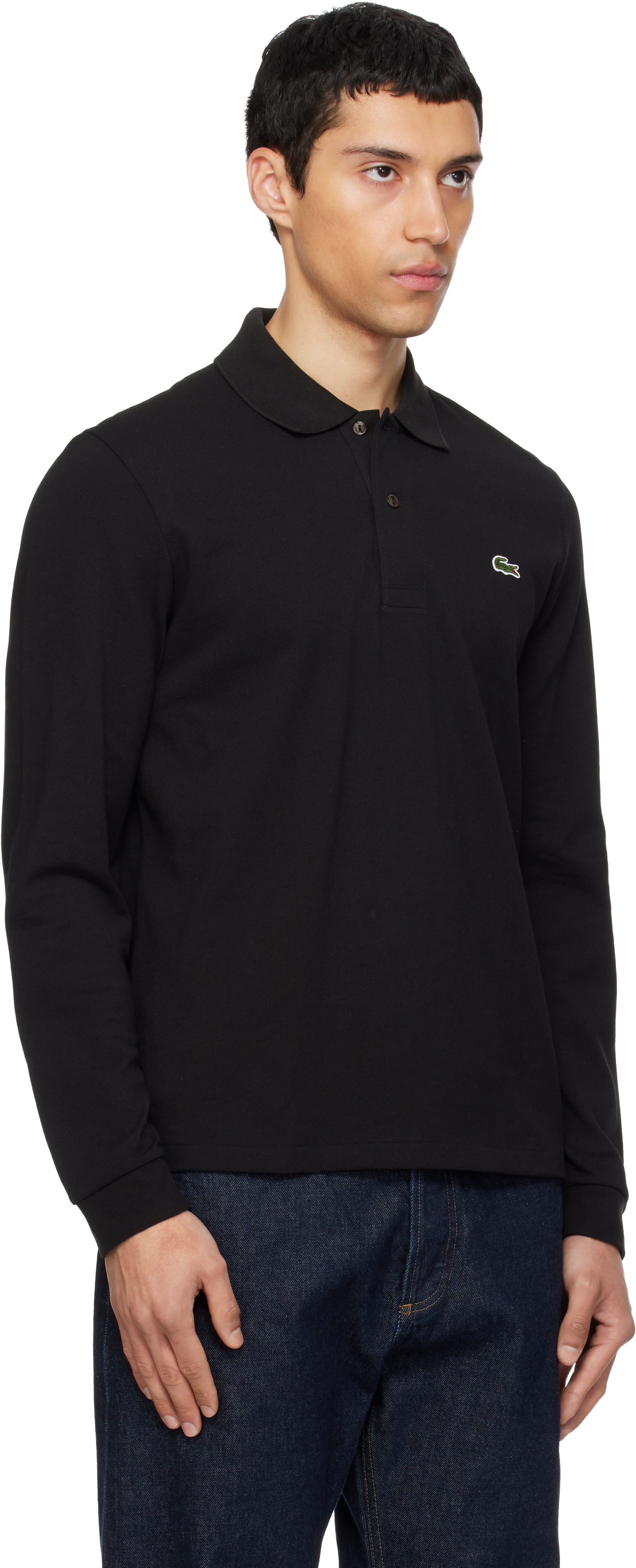 Lacoste: ブラック Classic Fit L.12.12 長袖ポロシャツ | SSENSE 日本