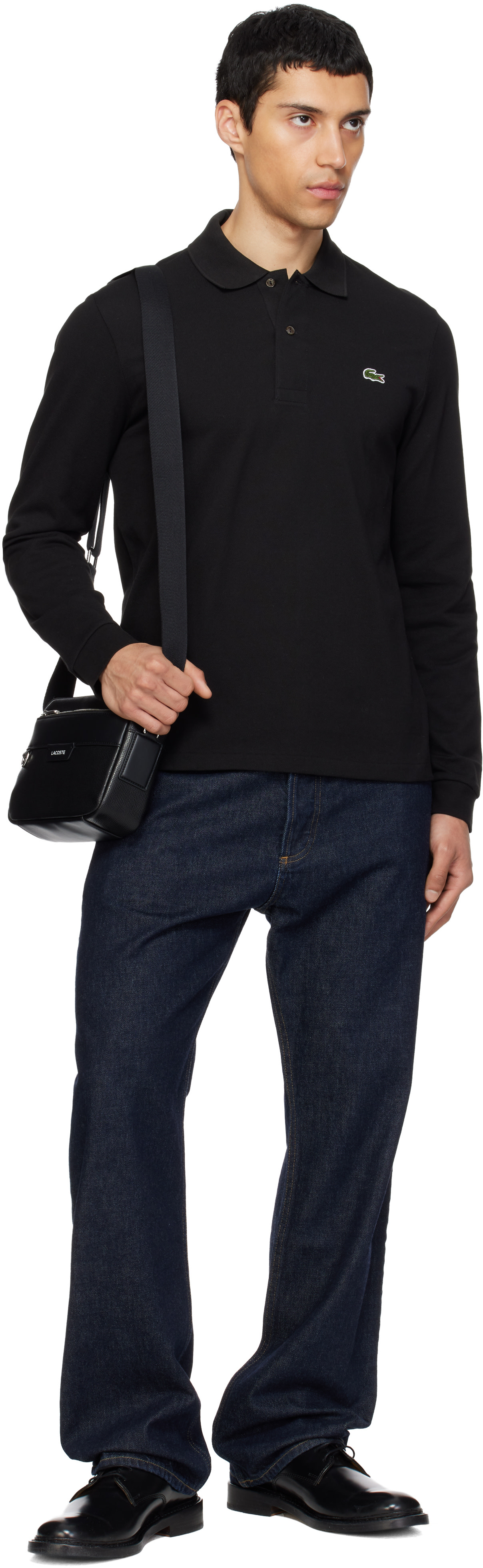Lacoste: ブラック Classic Fit L.12.12 長袖ポロシャツ | SSENSE 日本