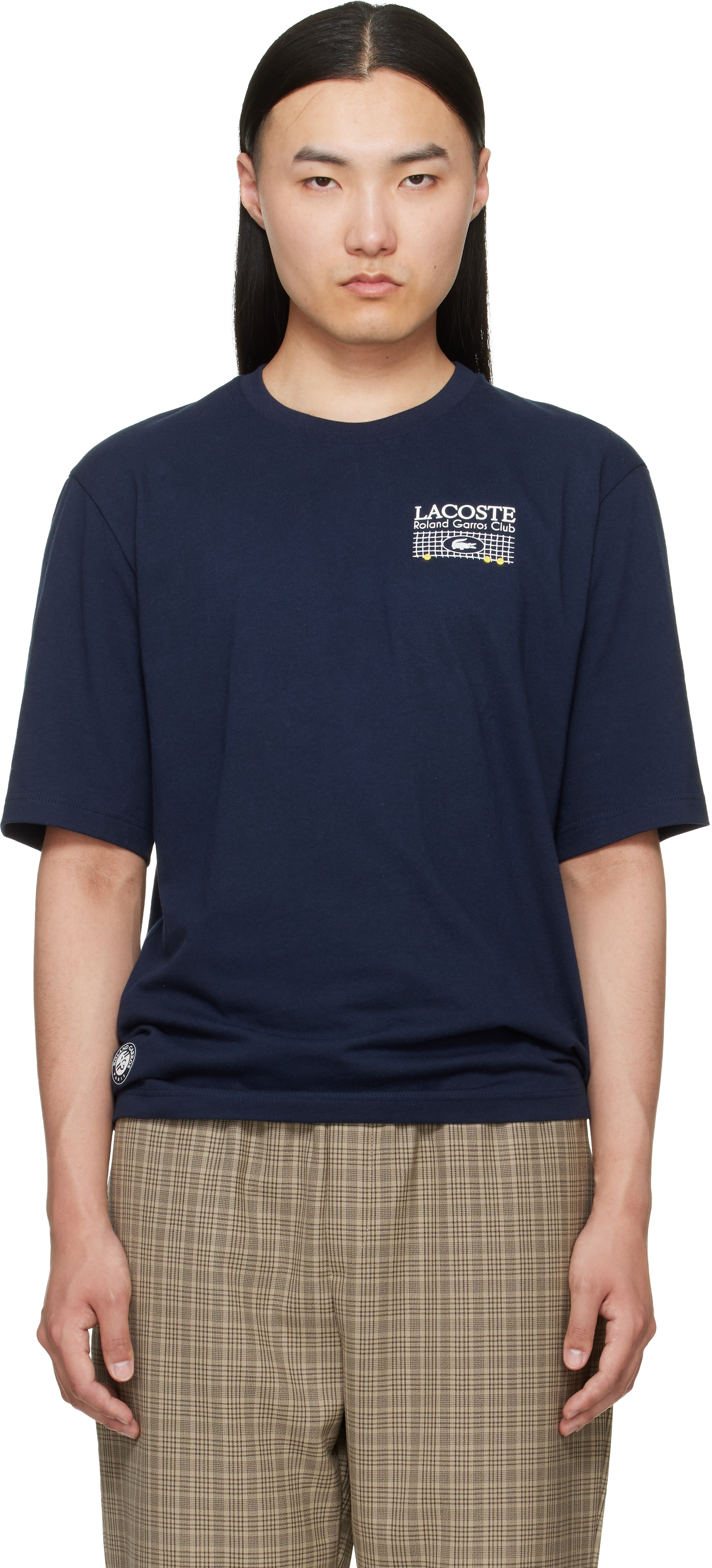 Lacoste: Navy Roland-Garros Edition Graphic T-shirt | SSENSE Canada