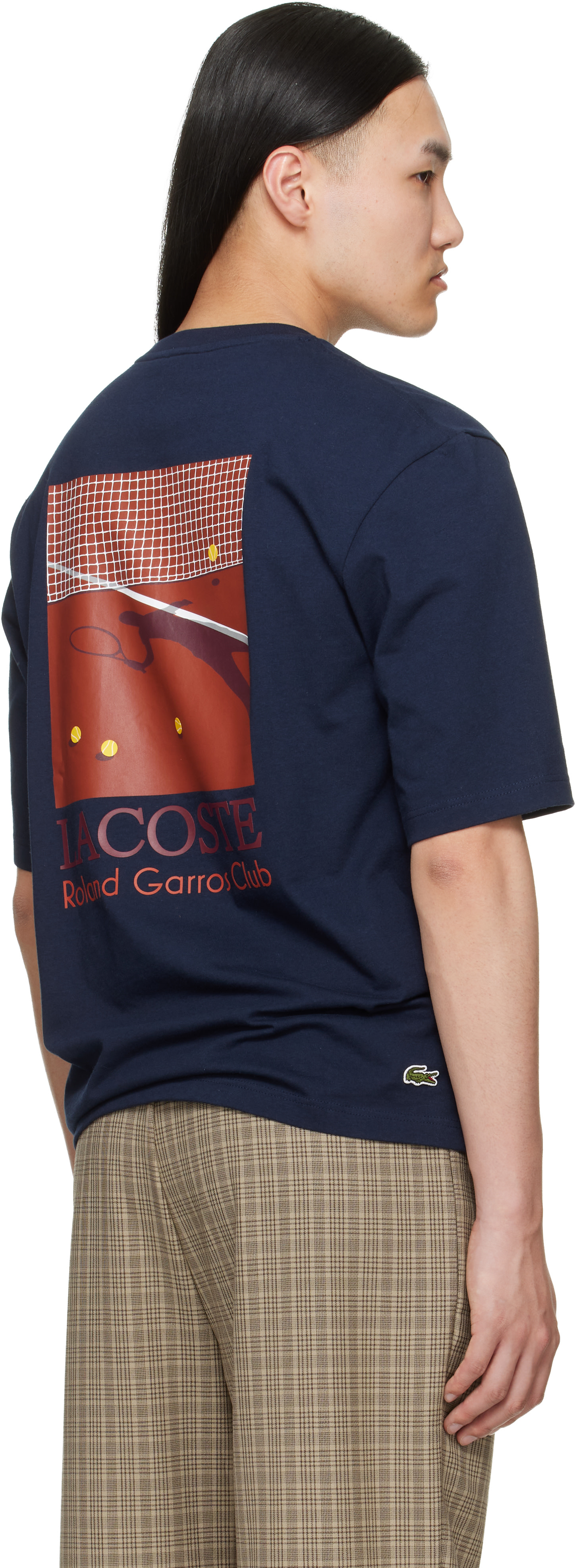 Lacoste: Navy Roland-Garros Edition Graphic T-shirt | SSENSE Canada