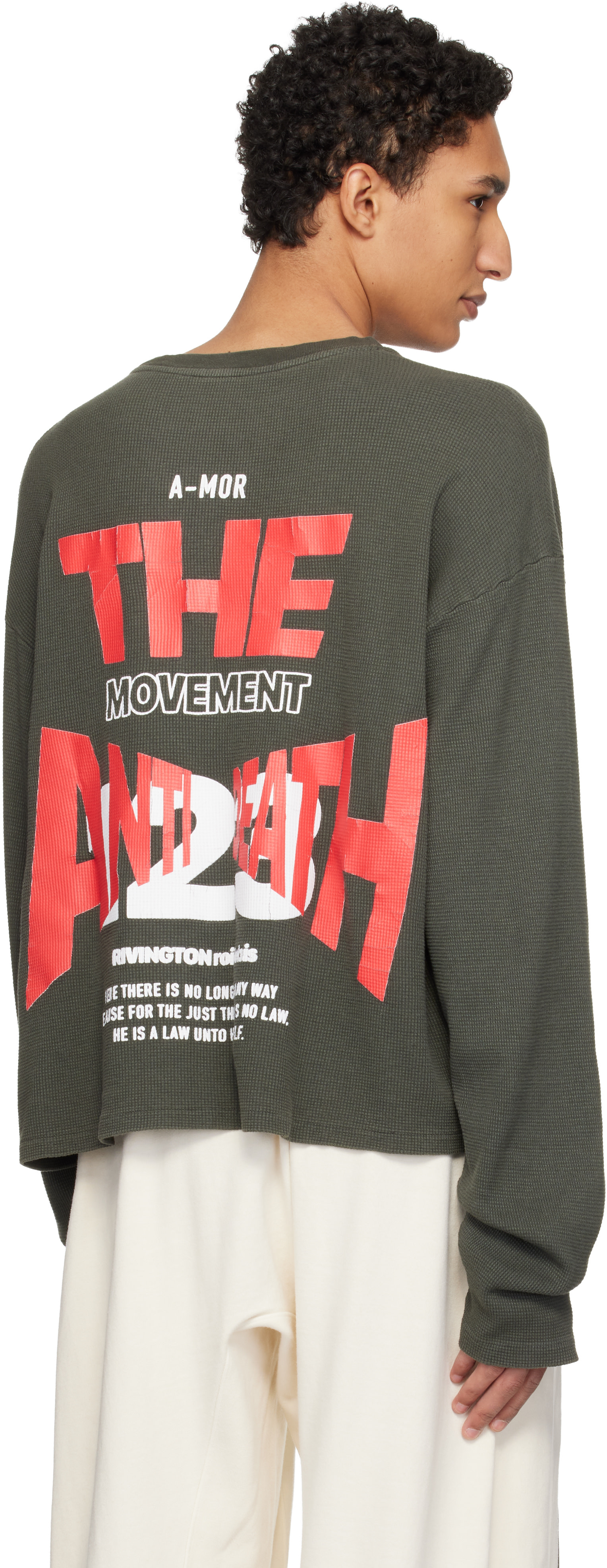Rivington Roi Rebis: Khaki 'Anti Death' Thermal T-shirt | SSENSE