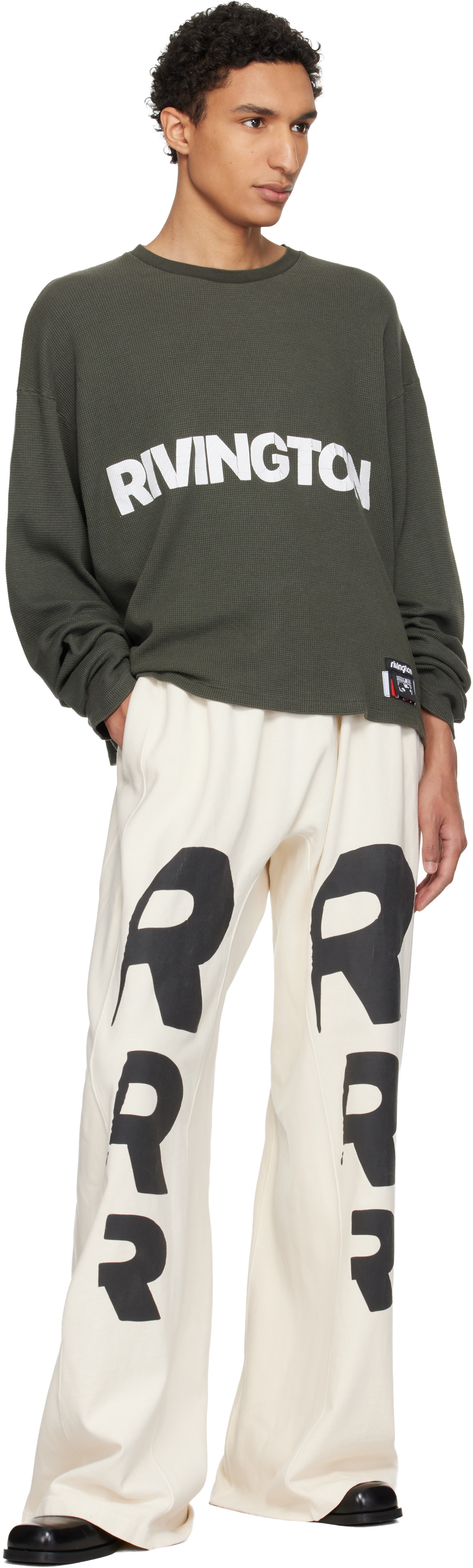 Rivington Roi Rebis: Khaki 'Anti Death' Thermal T-shirt | SSENSE