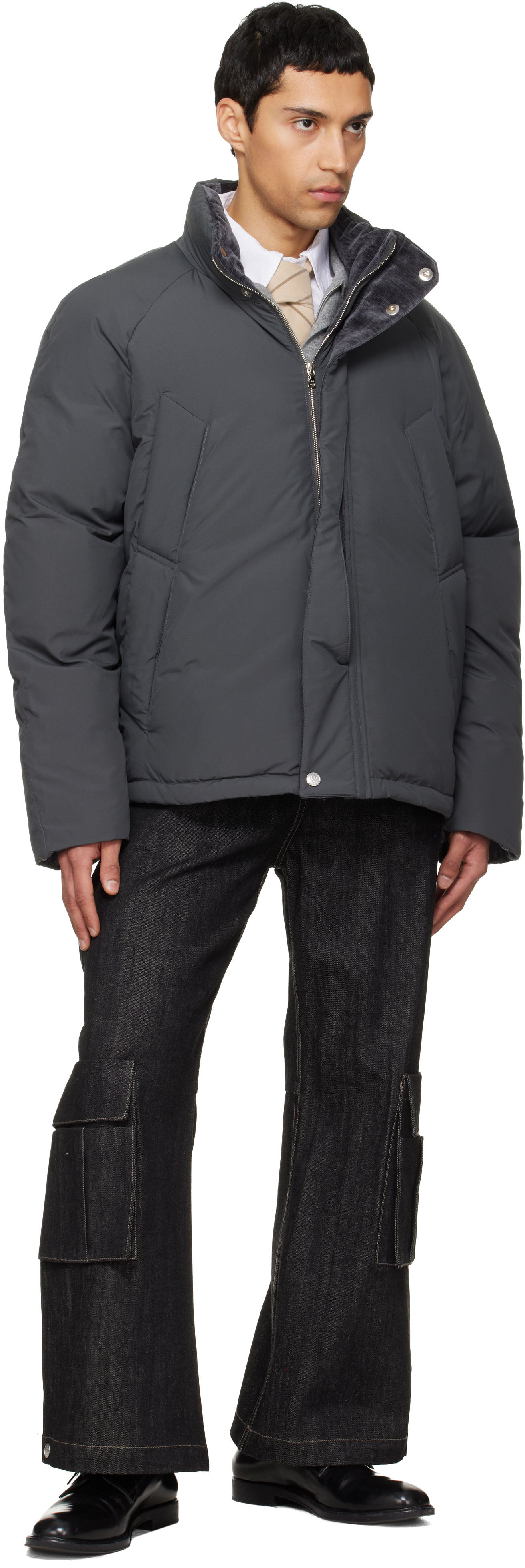 NULLUS - Gray 8 Pocket Down Jacket