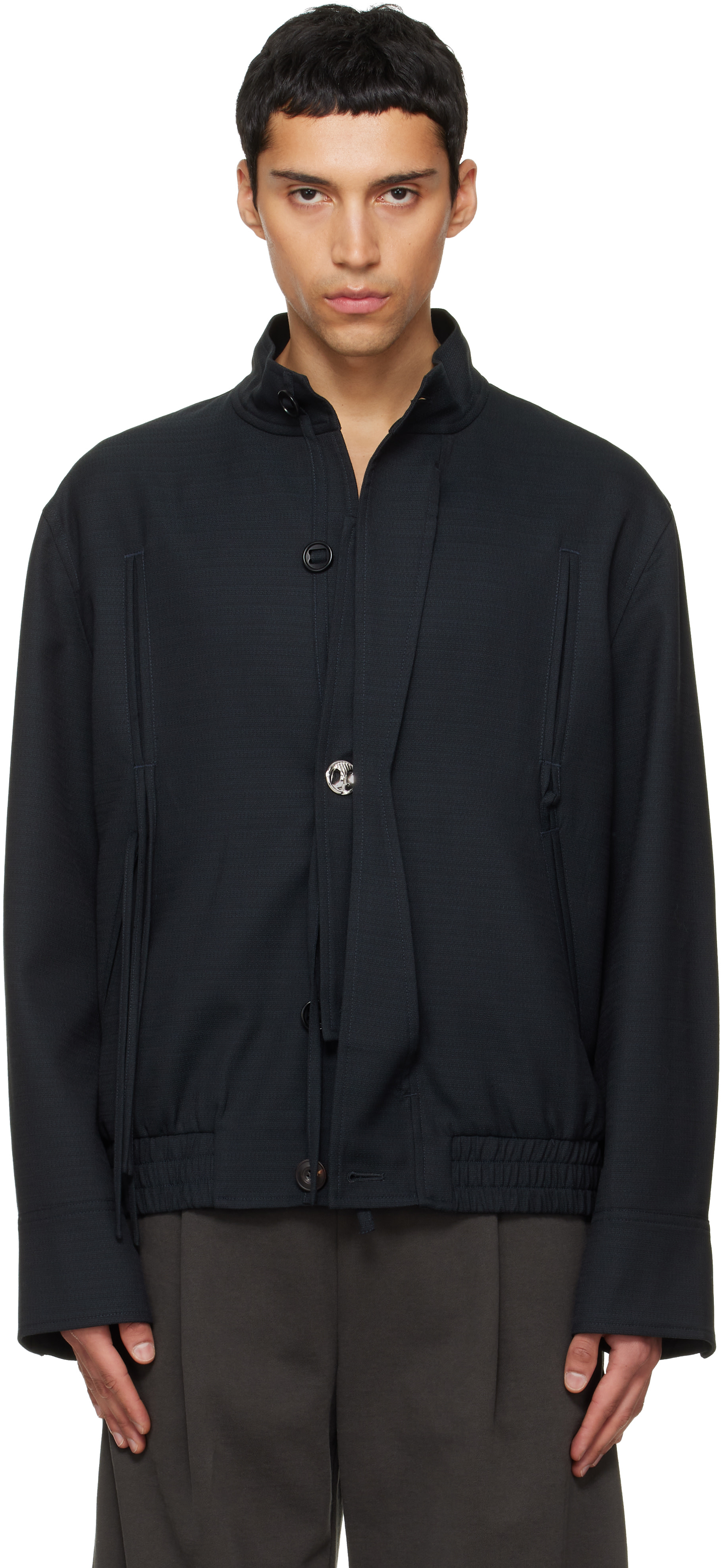 NULLUS - Blouson Harrington bleu marine