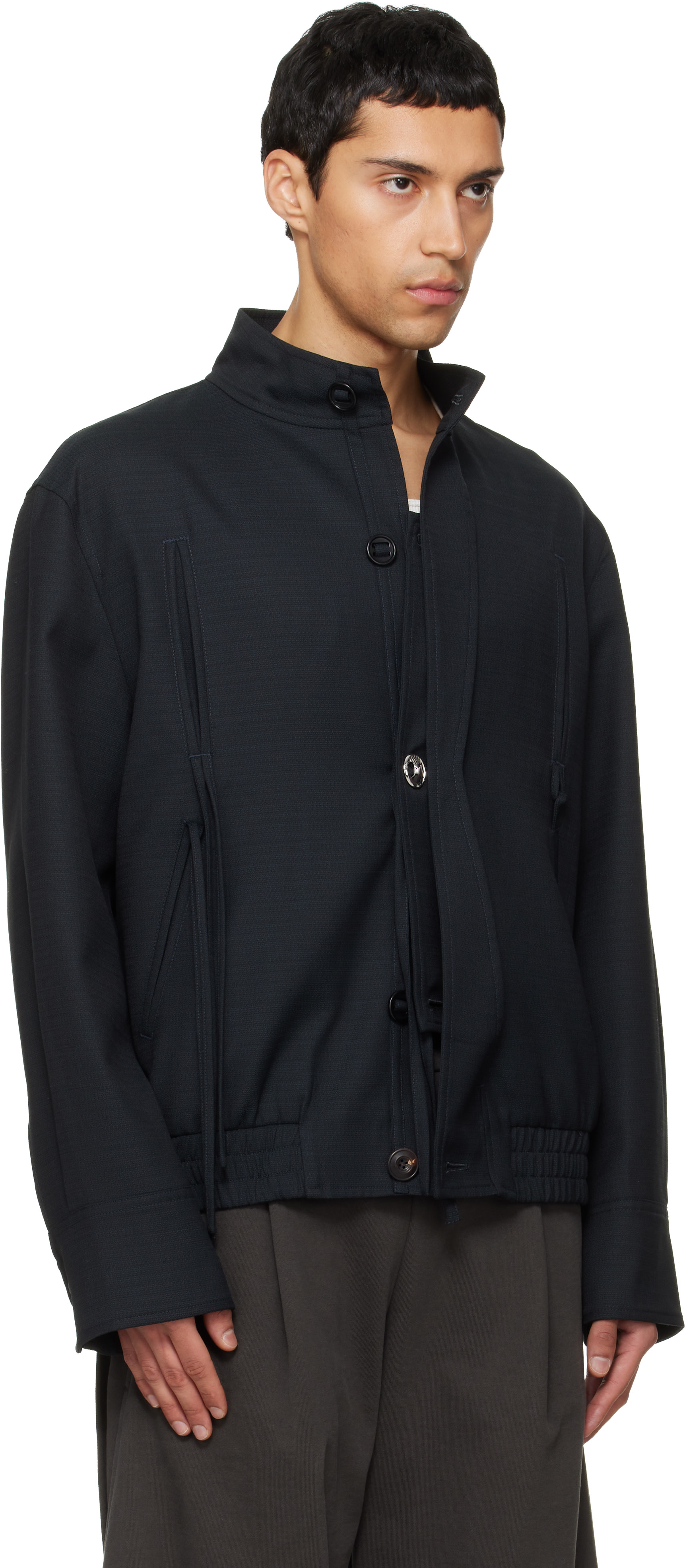 NULLUS - Blouson Harrington bleu marine