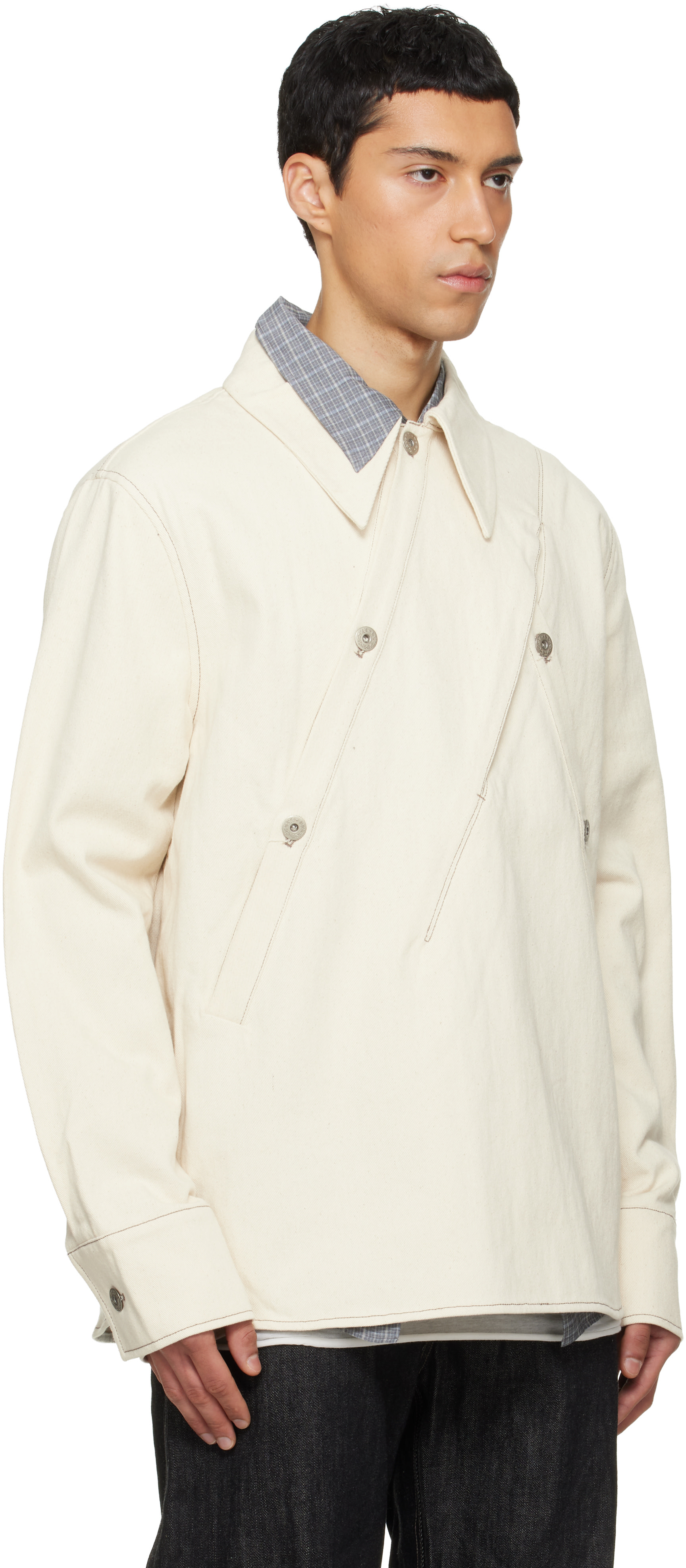 NULLUS - Chemise beige en denim à lisière