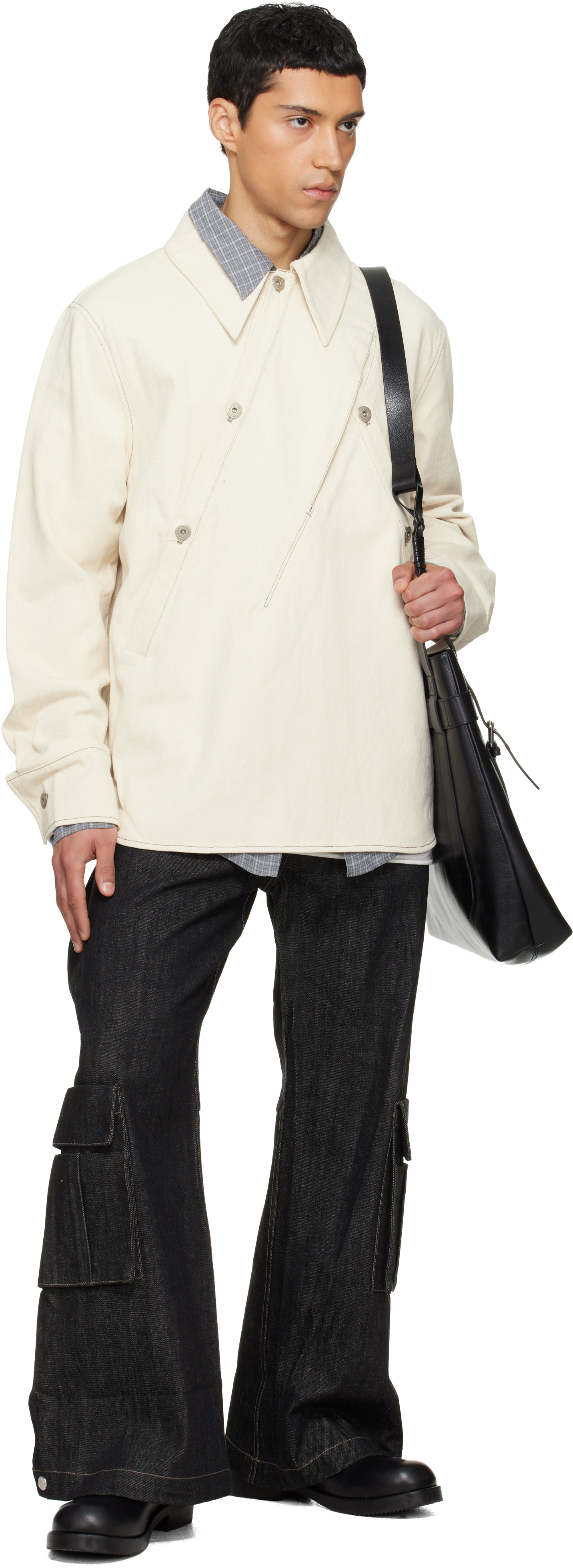 NULLUS - Chemise beige en denim à lisière