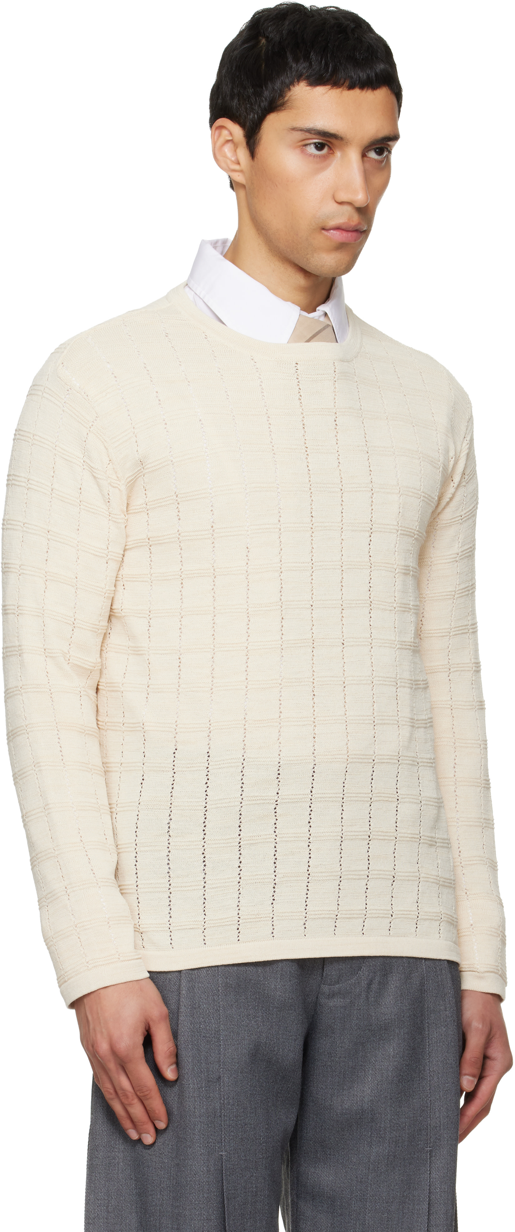 NULLUS - Off-White Cube Texture Knit Sweater